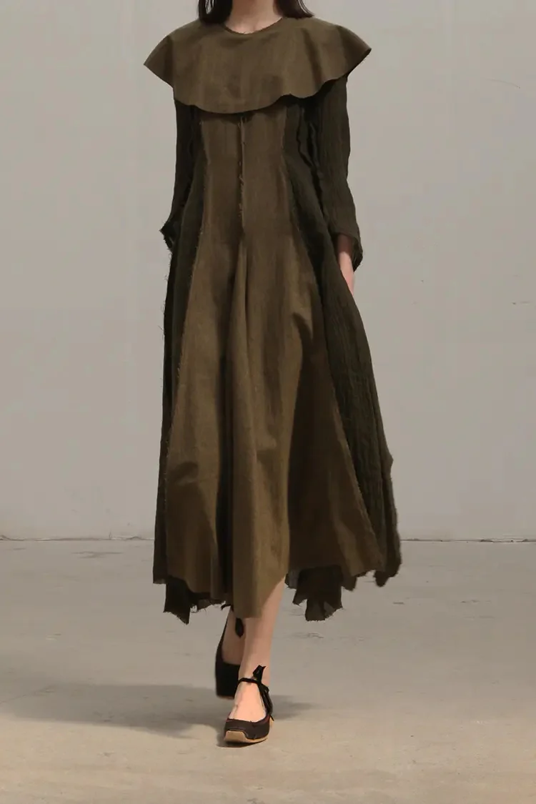 Pengtai Linen Flower Collar Piece Dress AW19030 PPT885 - Image 2