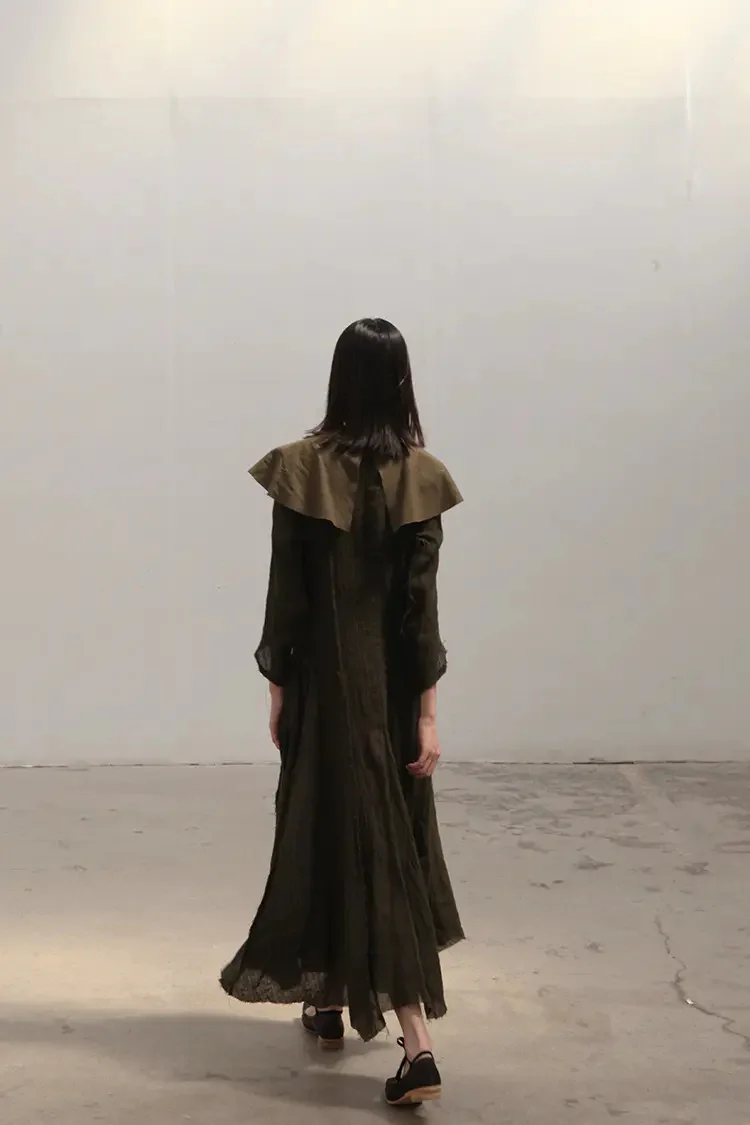 Pengtai Linen Flower Collar Piece Dress AW19030 PPT885 - Image 4