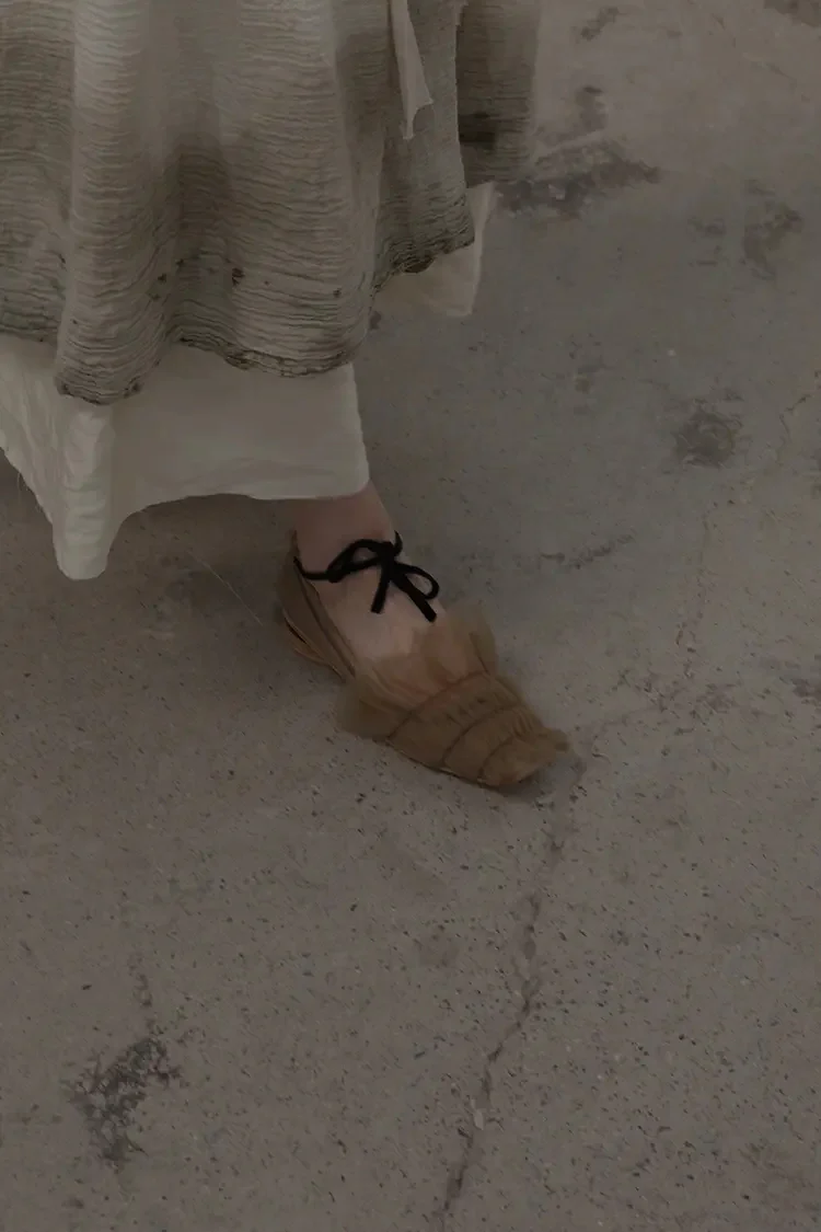 Peng Tai linen lace leather flat shoes AW19089 - Image 3