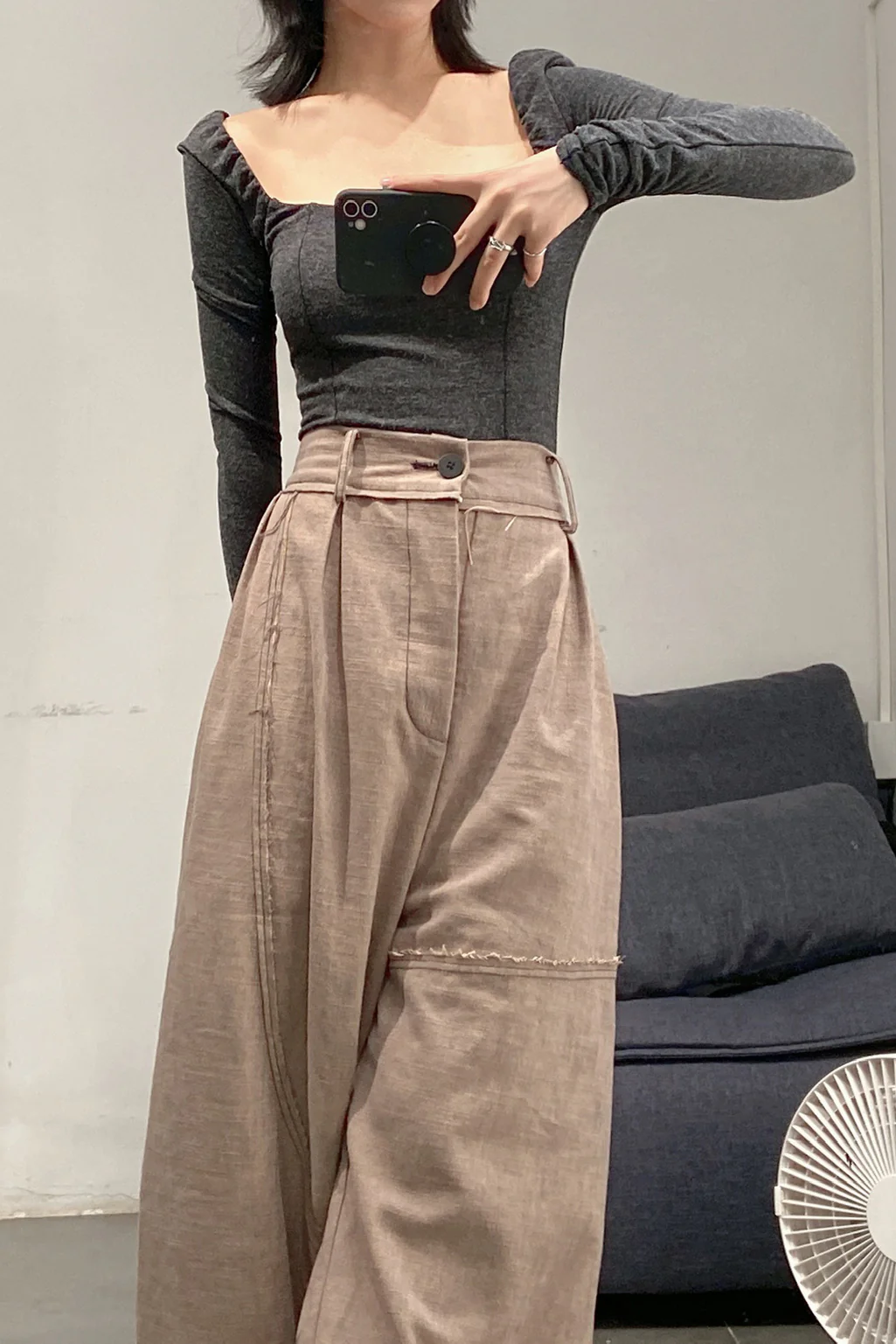 pengtai linen patch work loose pants M21011 - Image 26