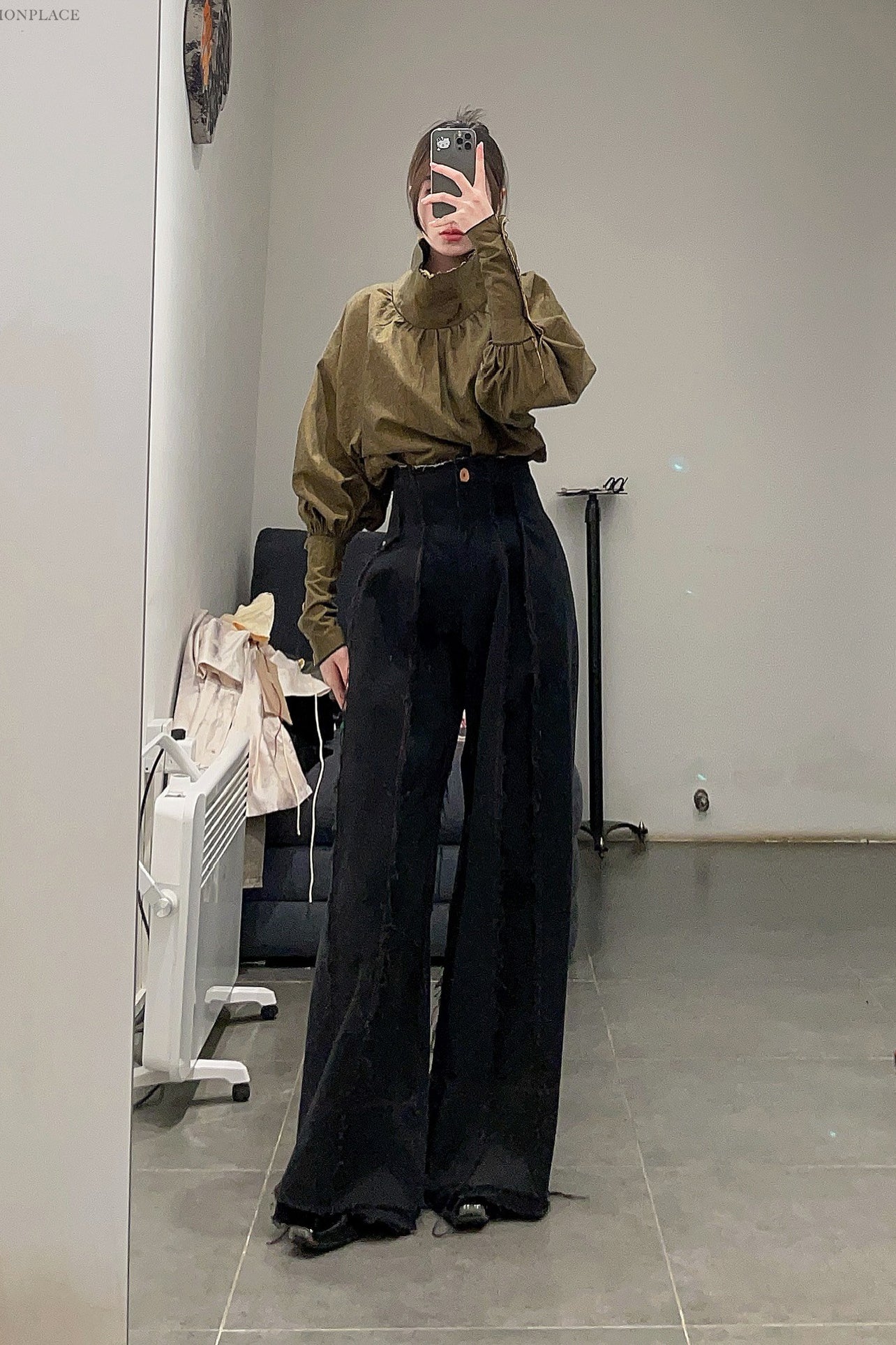 Peng Tai Classic High Waist Loose Casual Pants Collection PT-W20099-HEI Black PPT111 - Image 14