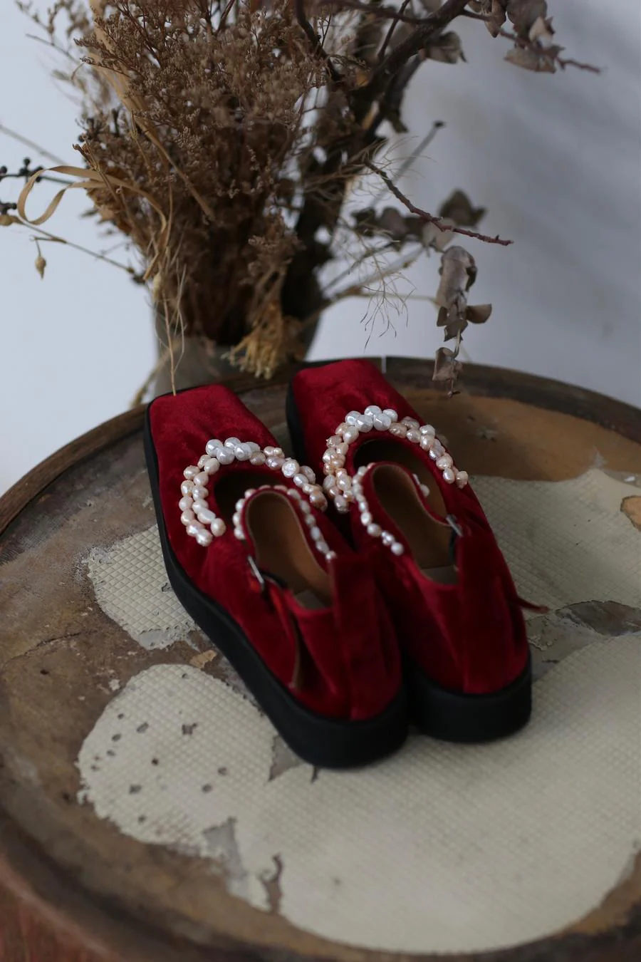 pengtai pearl fleece shoes PTW22F06-1 wine red (PTW22F06) - Image 3
