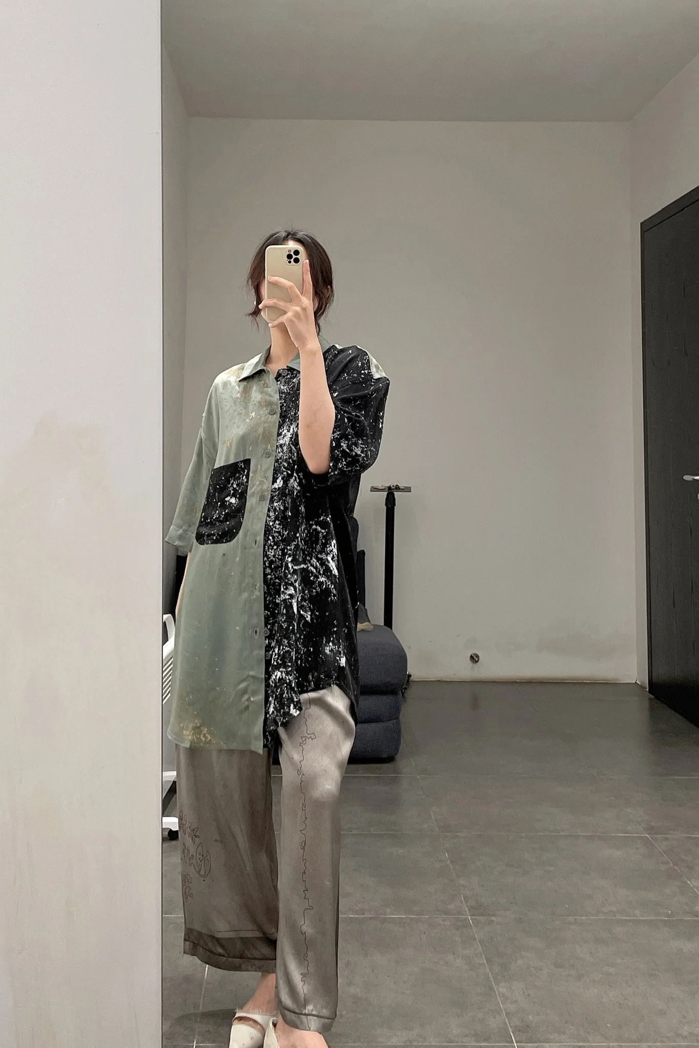 pengtai S210117 mulberry silk printed trousers - Image 4