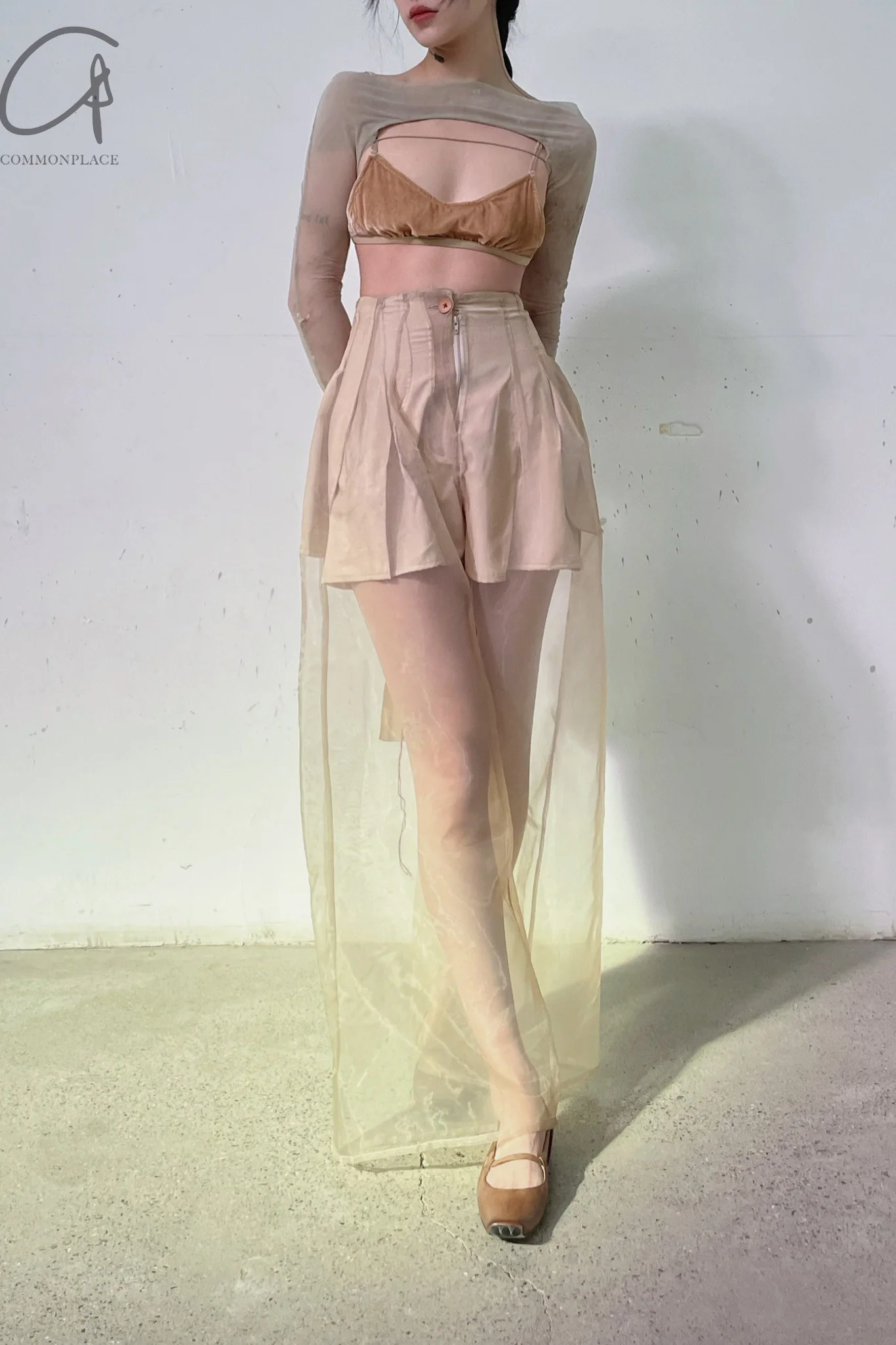 pengtai sheer pants PTS22D06-1 Cream PTS22D06 - Image 13