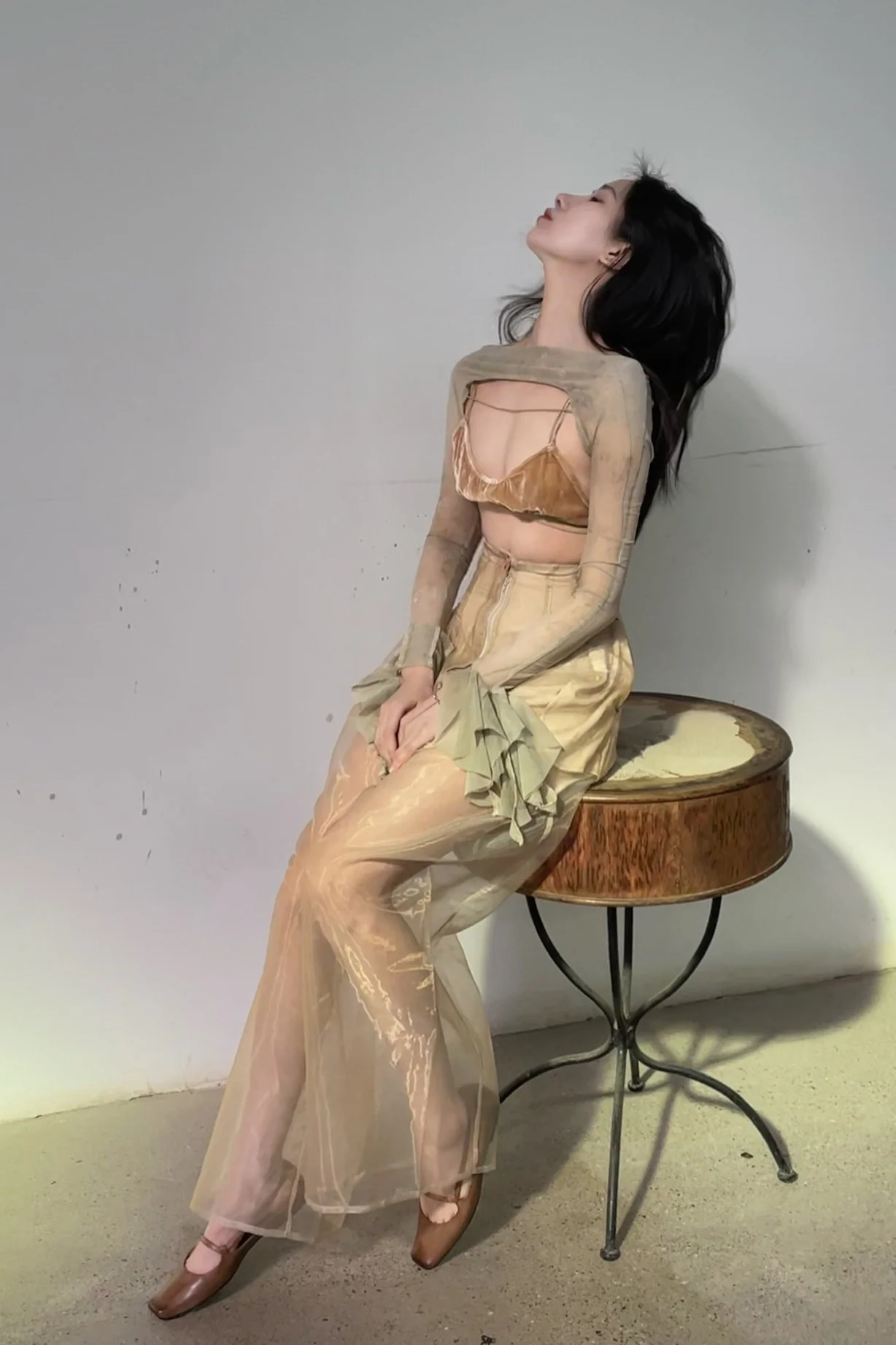 pengtai sheer pants PTS22D06-1 Cream PTS22D06 - Image 19