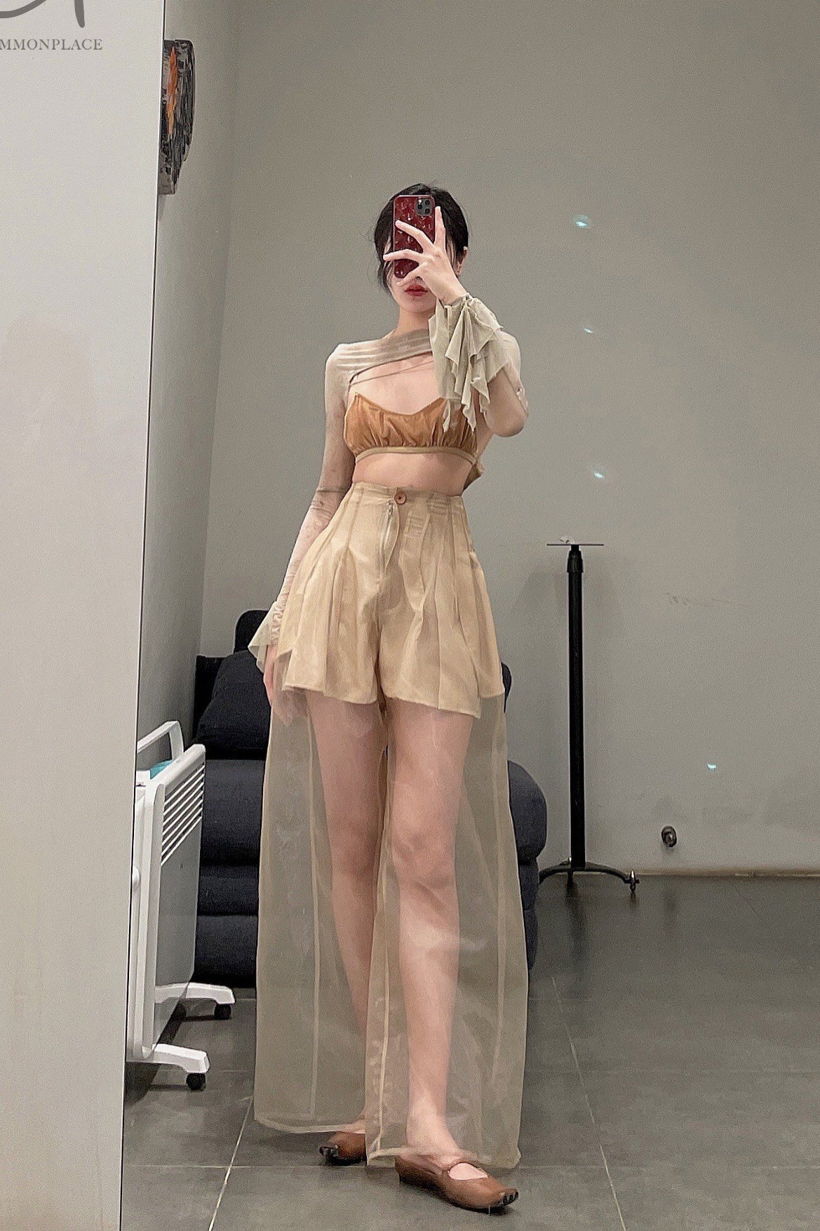 pengtai sheer pants PTS22D06-1 Cream PTS22D06 - Image 30