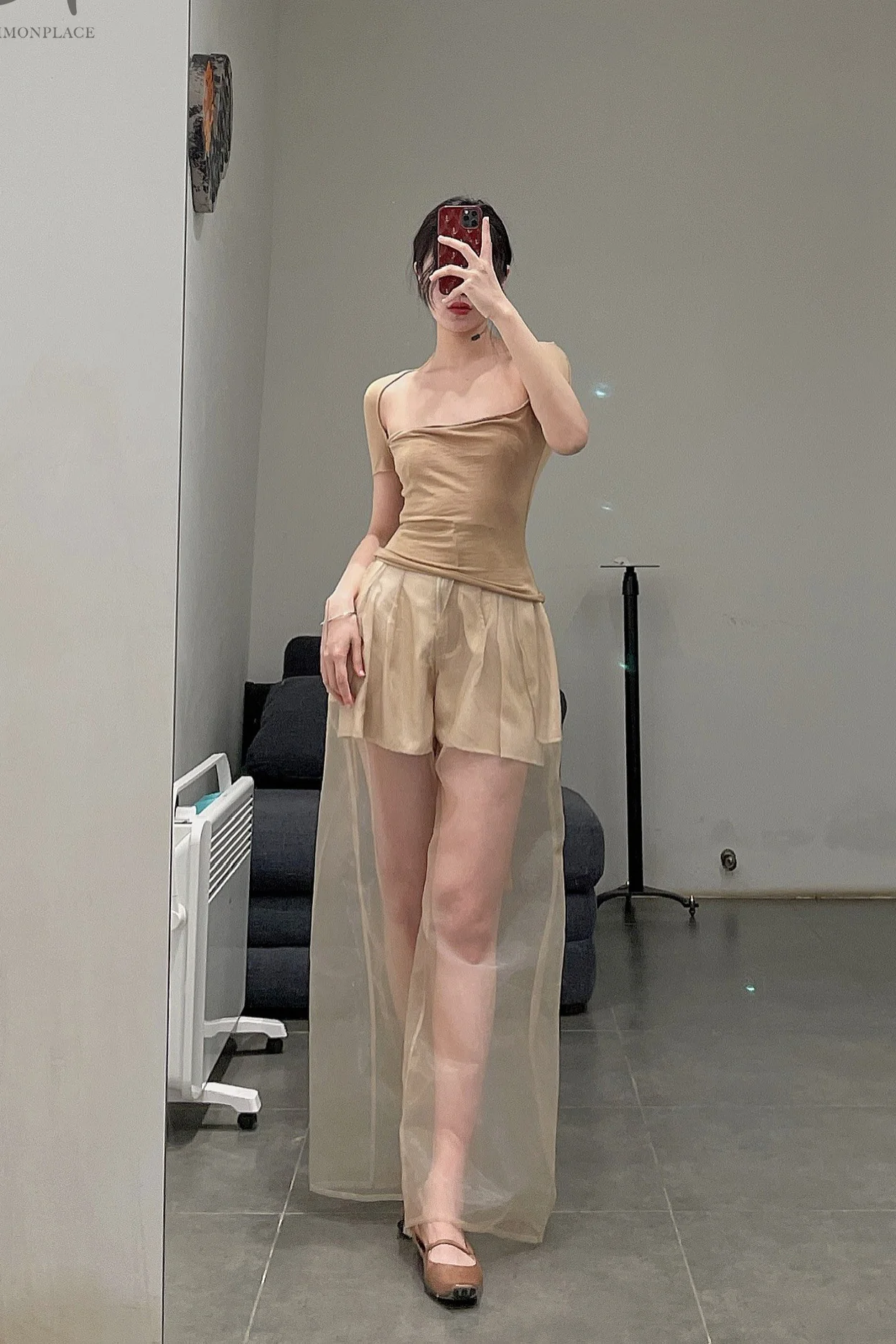 pengtai sheer pants PTS22D06-1 Cream PTS22D06 - Image 31