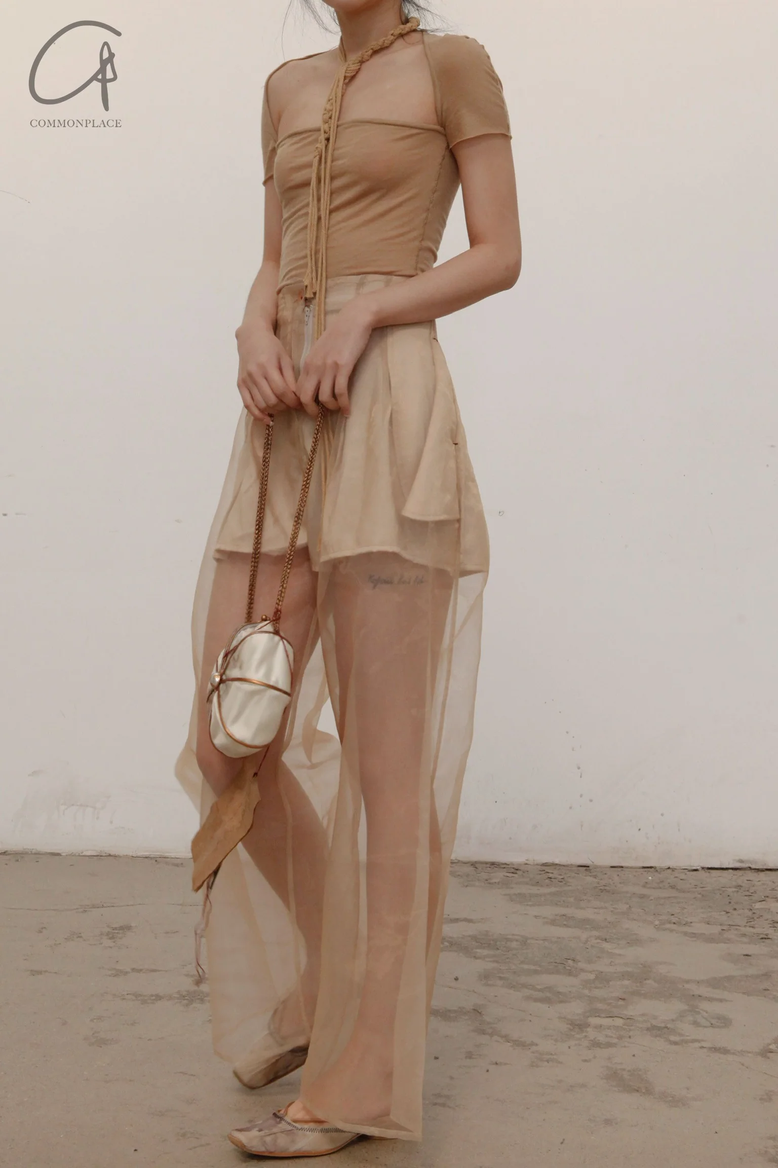 pengtai sheer pants PTS22D06-1 Cream PTS22D06 - Image 9
