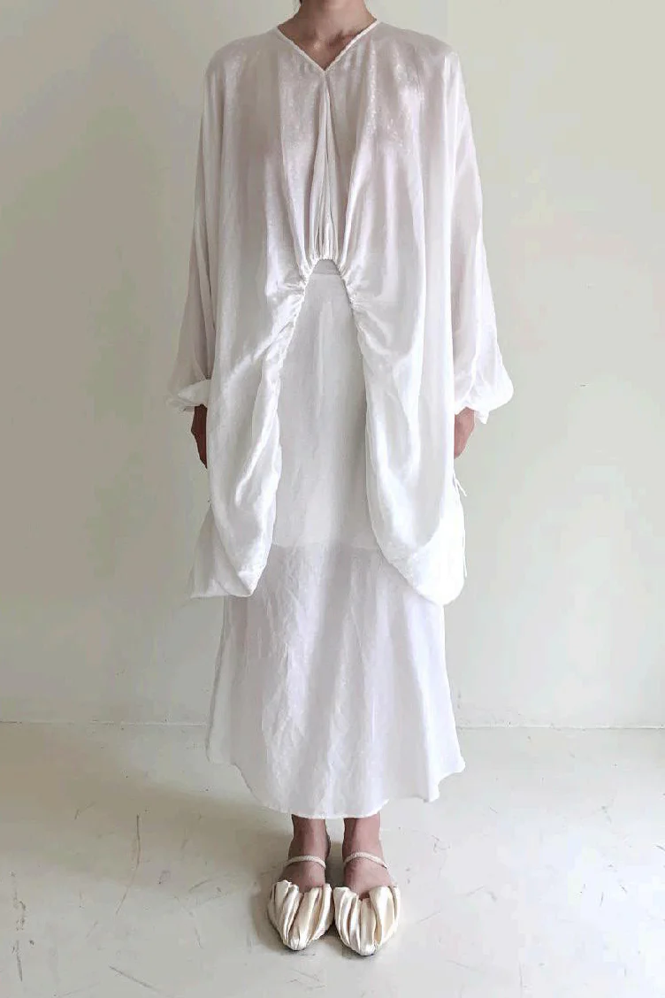 pengtai silk linen balloon top PTW22A05-1 white (PTW22A05) - Image 2
