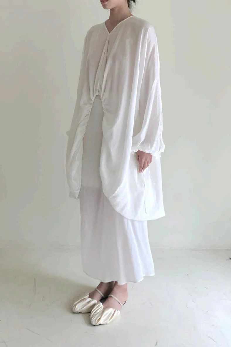 pengtai silk linen balloon top PTW22A05-1 white (PTW22A05) - Image 3