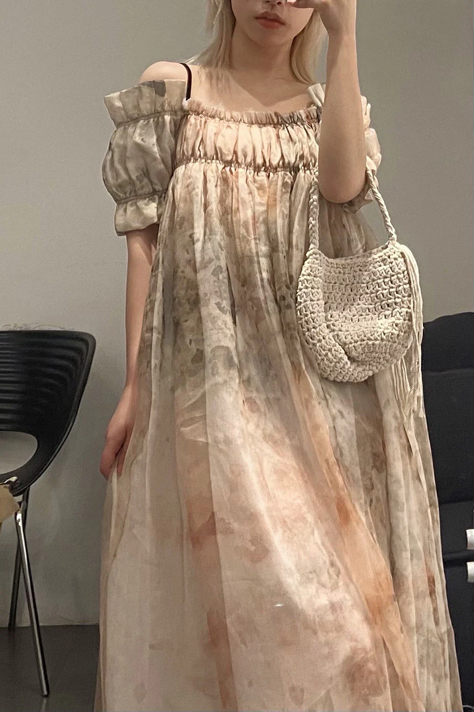 pengtai silk organza cotton medicine dyed dress S21067 - Image 4