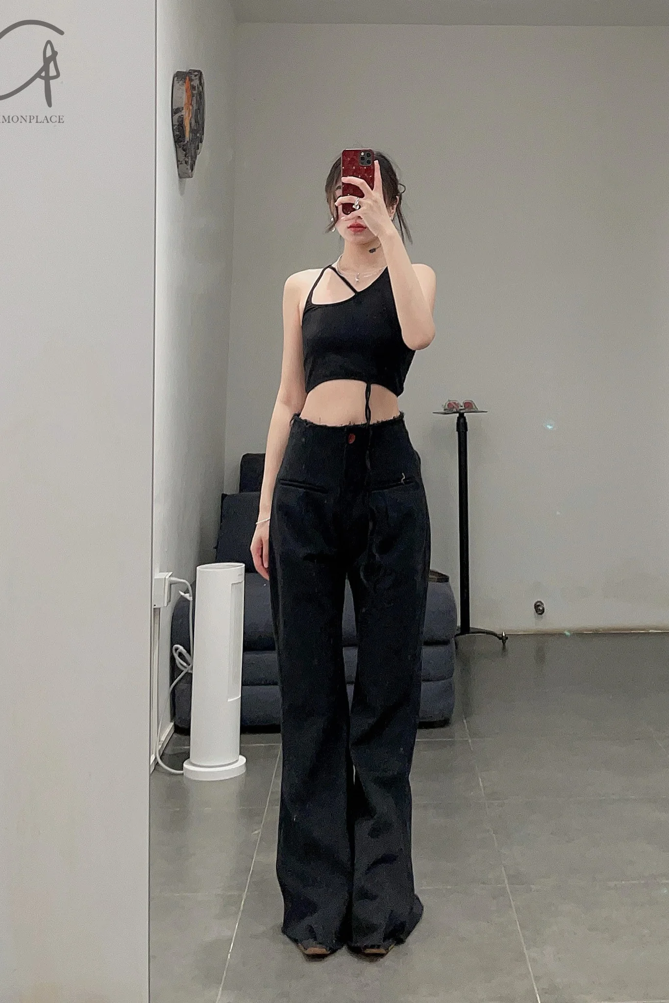 pengtai sloping cotton flared pants PTW22D01-4 black (PTW22D01) - Image 15