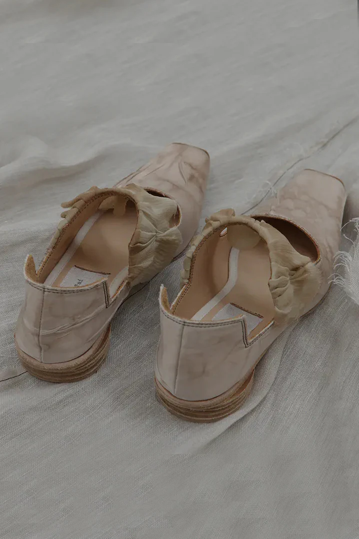pengtai square toe leather shoes with burnt edges-beige AW19091 - Image 5