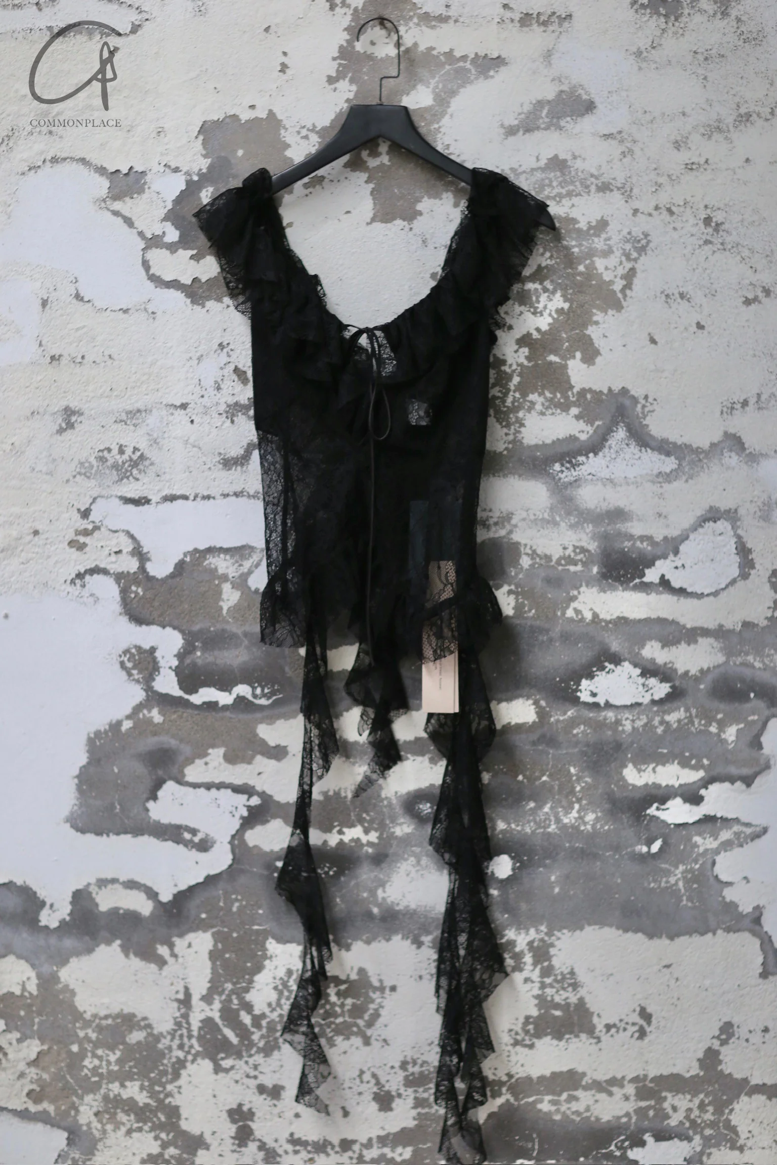 peng tai 24 spring and summer lace-up pleated top series PT-PTS24A03-2-HEI black - Image 7