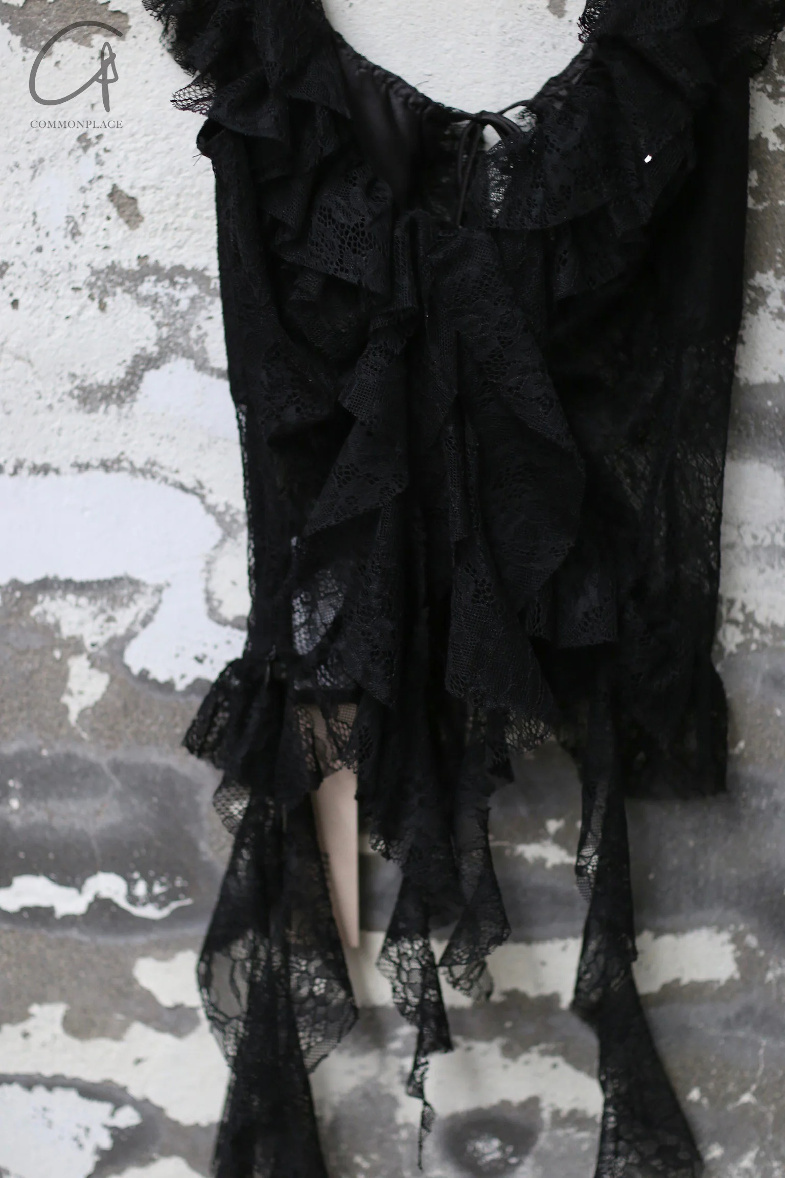peng tai 24 spring and summer lace-up pleated top series PT-PTS24A03-2-HEI black - Image 9