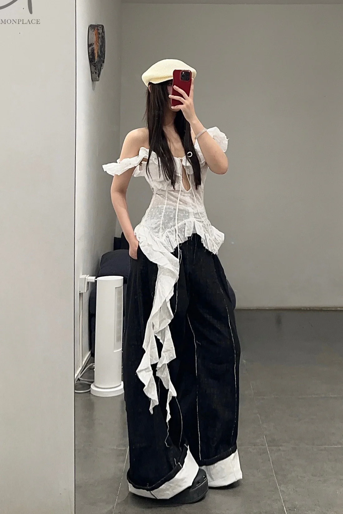 pengtai strappy pleated top PTS24A03-3 white (PTS24A03) - Image 7