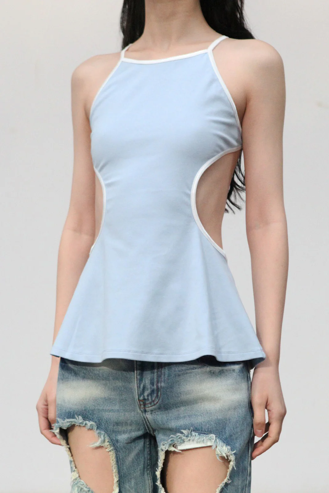 pengtai Tai Chi backless crop top PTS24A02-1 blue (PTS24A02)