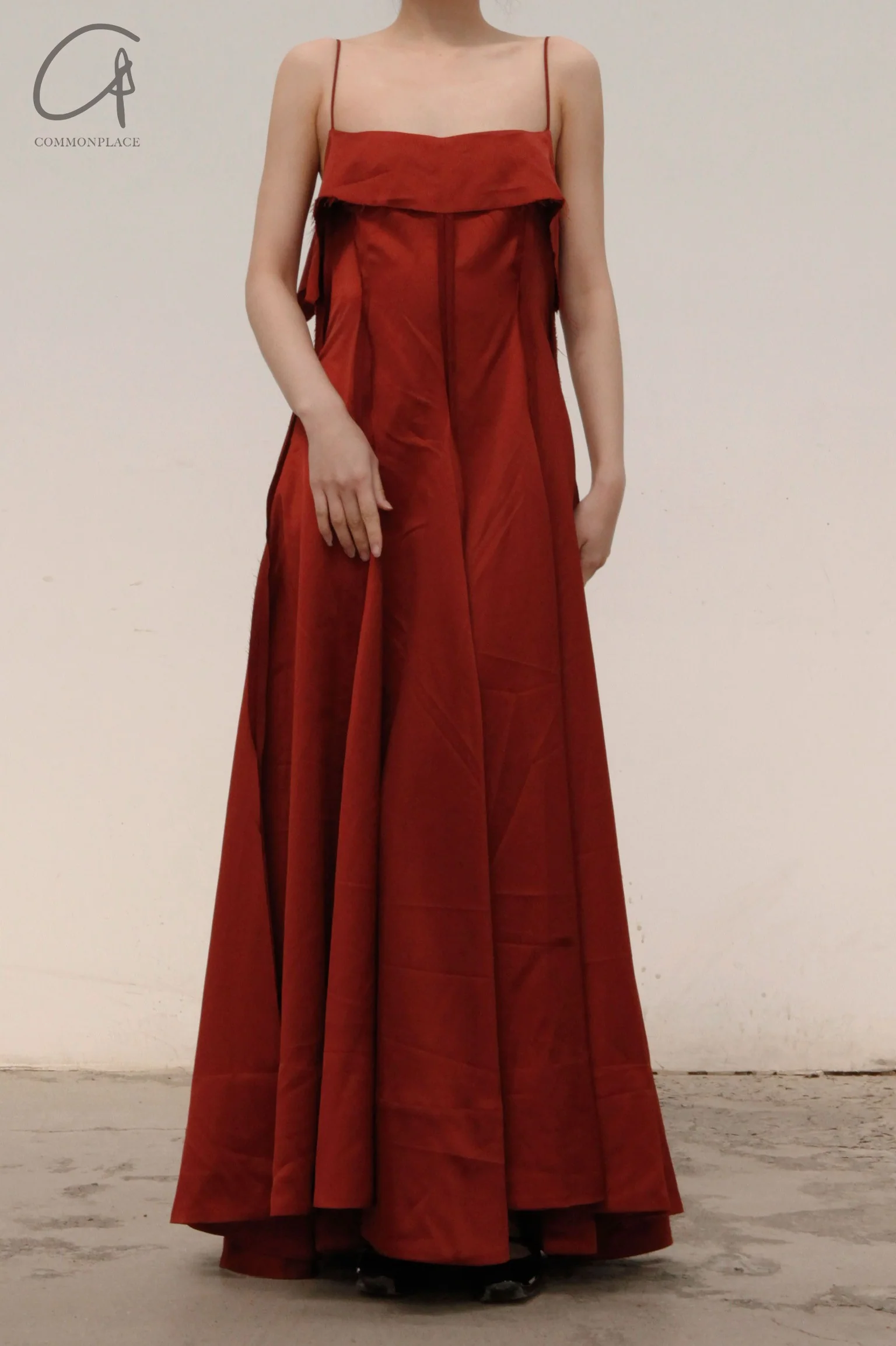 pengtai V-neck dress PTS22C06-4 dark red (PTS22C06) - Image 3
