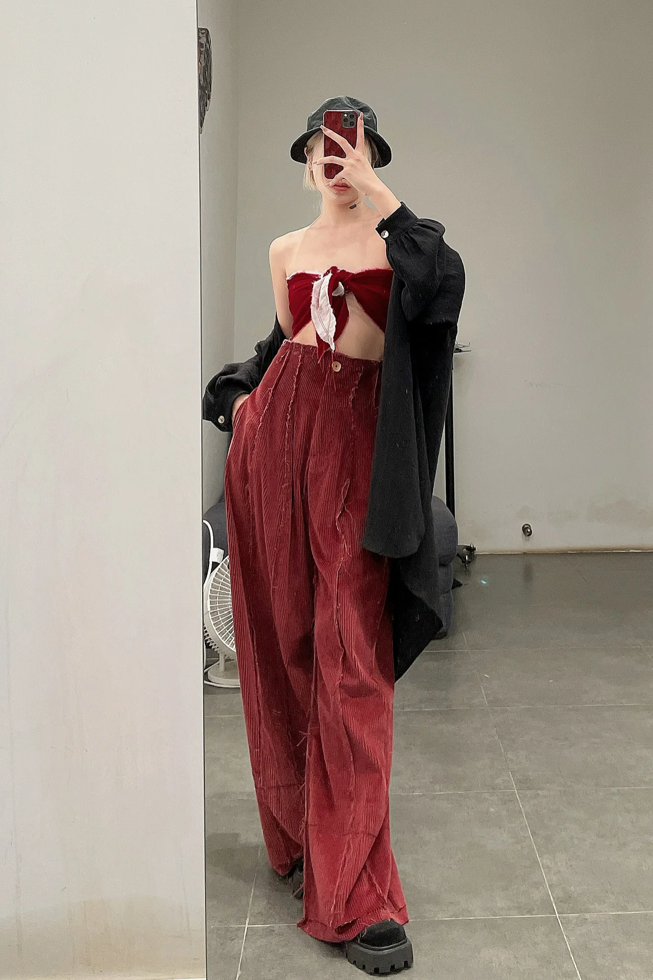 pengtai velvet corset PTW22F05-7 dark red PPT857 - Image 12