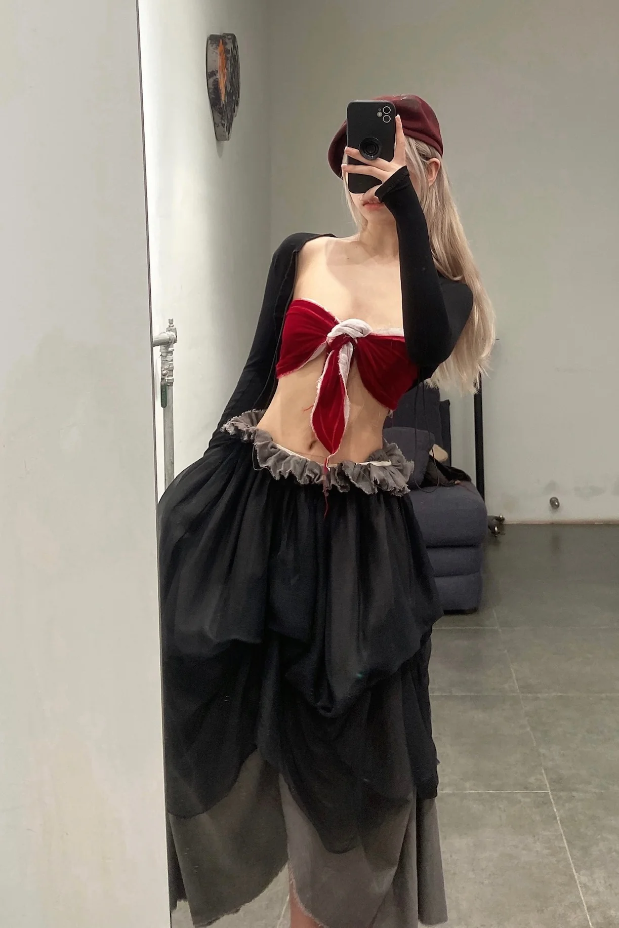pengtai velvet corset PTW22F05-7 dark red PPT857 - Image 16