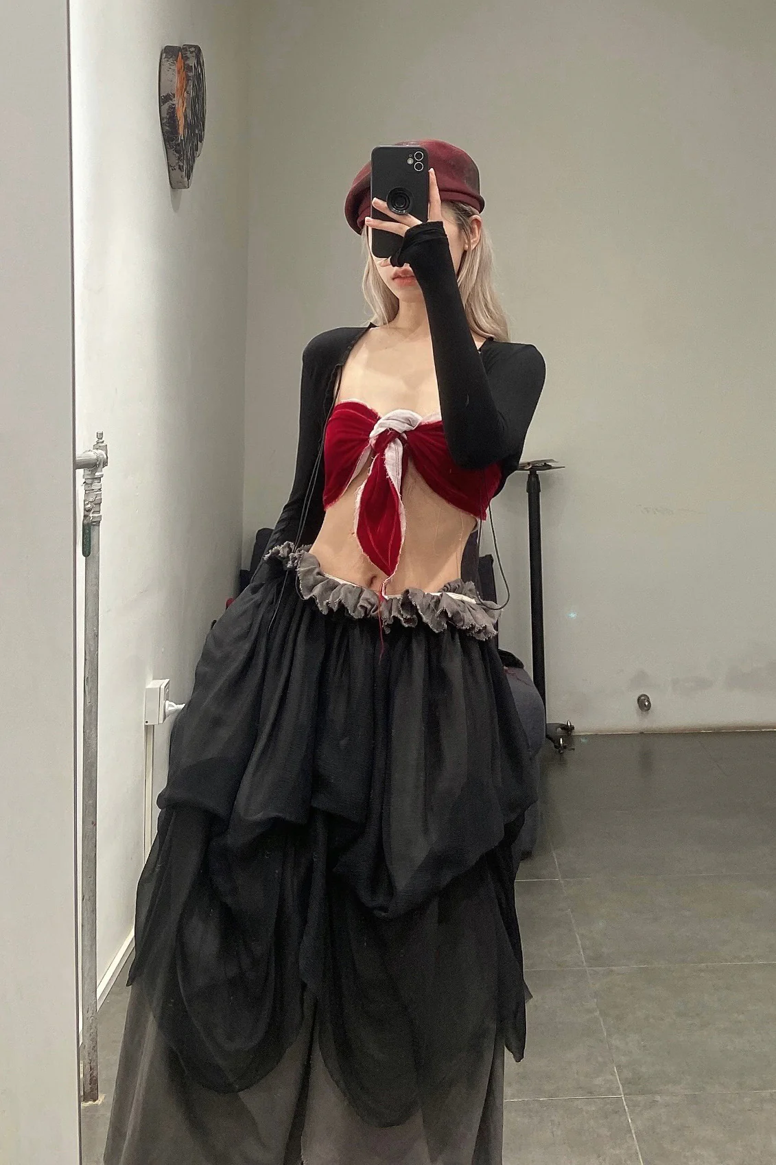 pengtai velvet corset PTW22F05-7 dark red PPT857 - Image 17