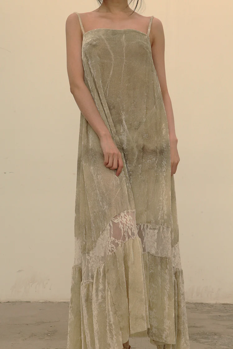 pengtai flower dyed suspender dress series velvet PT-S21057-DANLV light green PPT2123 - Image 4