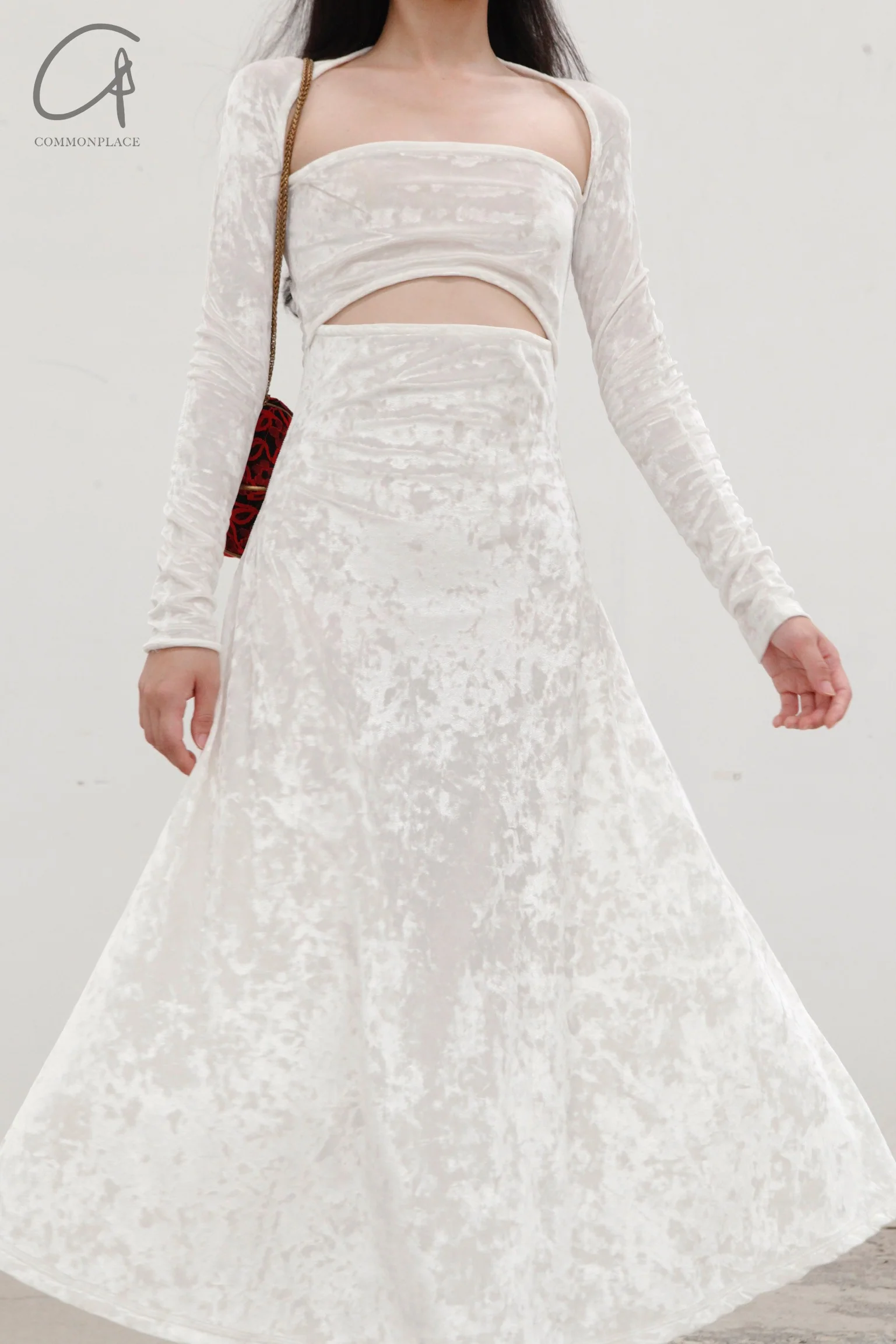 pengtai Velvet Knit Square NL Dress PTW22C01-1 White (PTW22C01) - Image 2