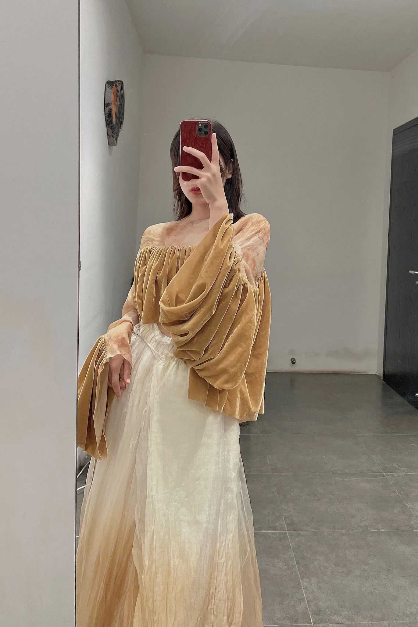pengtai velvet tea dyed silk organza top W21025 PPT2025 - Image 11