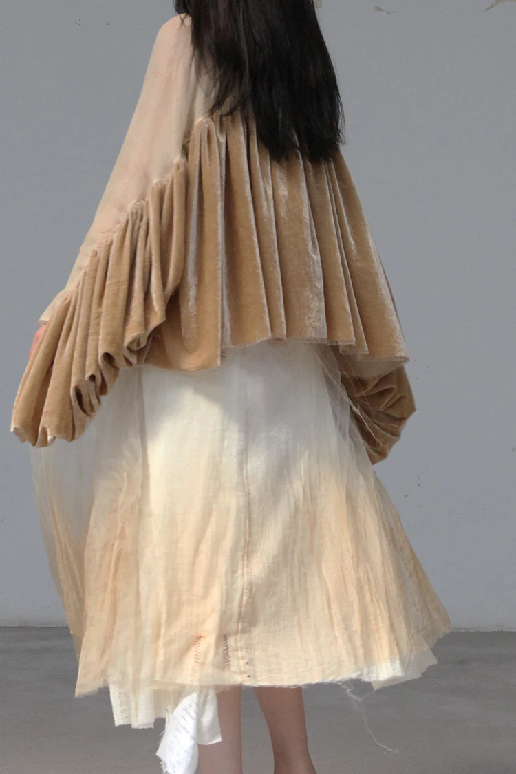 pengtai velvet tea dyed silk organza top W21025 PPT2025 - Image 6