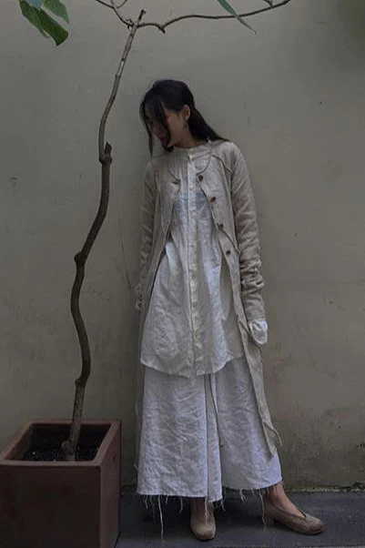 pengtai wide leg pants white II10021 PPT100 - Image 9
