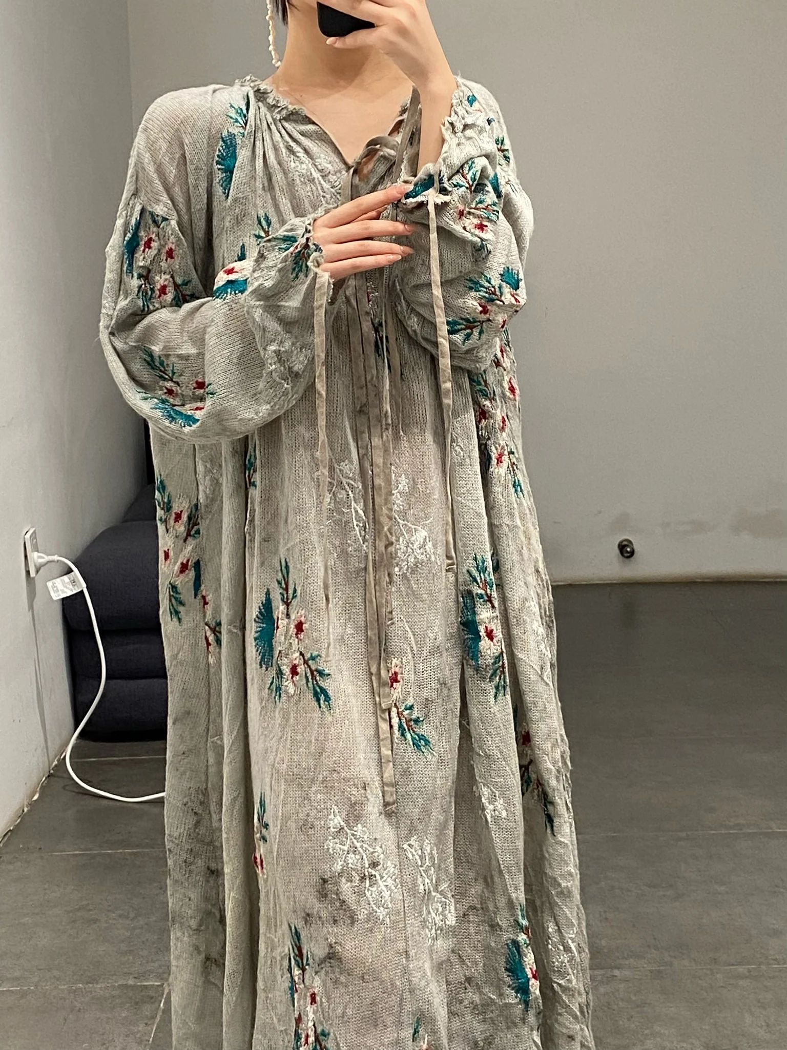 Pengtai wool jacquard wormwood dyed dress W21053 PPT2031 - Image 8
