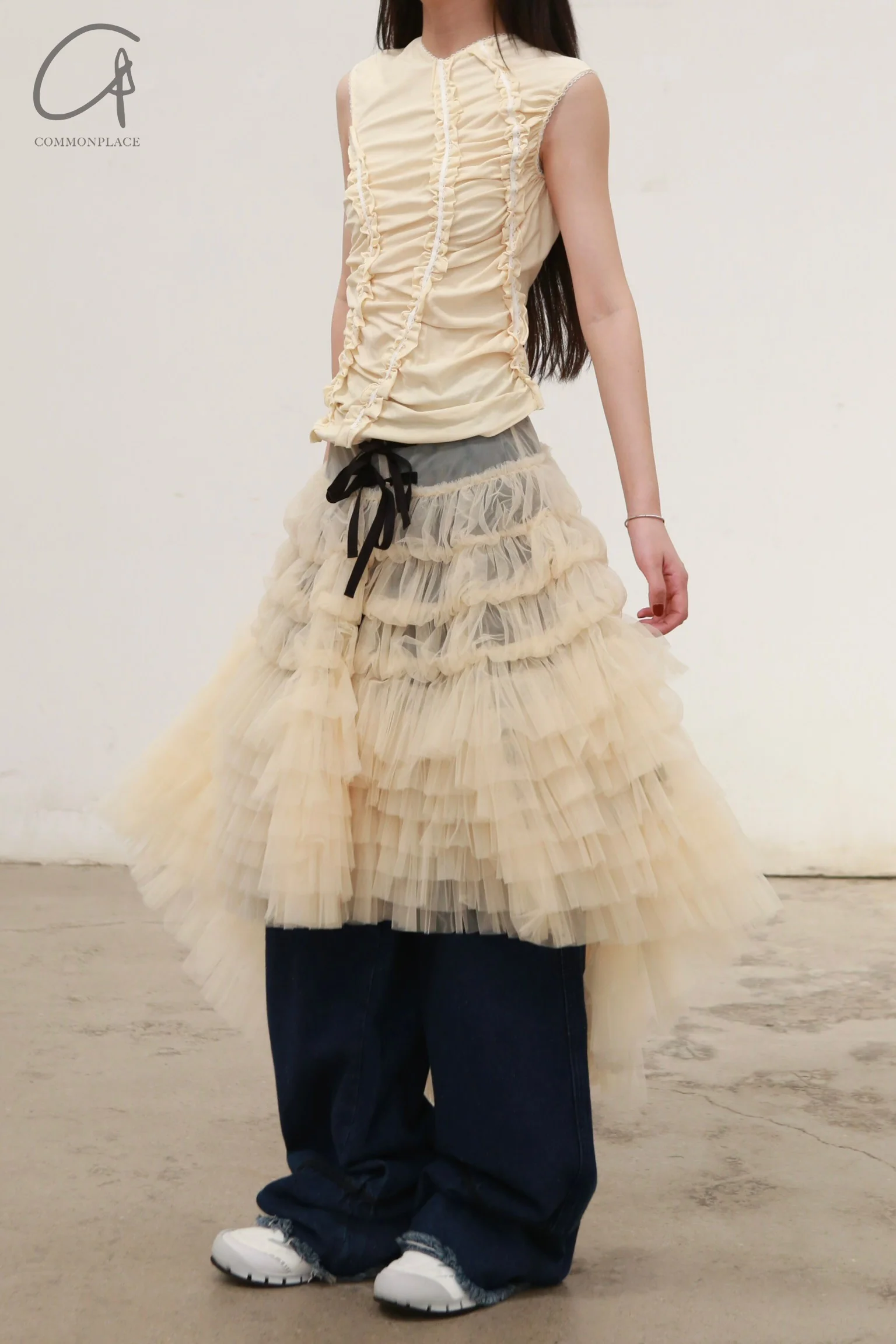 RENAISSANCE 24 Autumn and Winter Mini Multi-layered Tulle Skirt RNS-WATERFALL-BUTTER YELLOW - Image 7