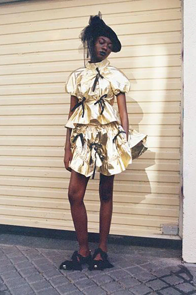 RENAISSANCE Bow Puff Skirt RNS-POPPY METALLIC-JING Gold PR103 - Image 7