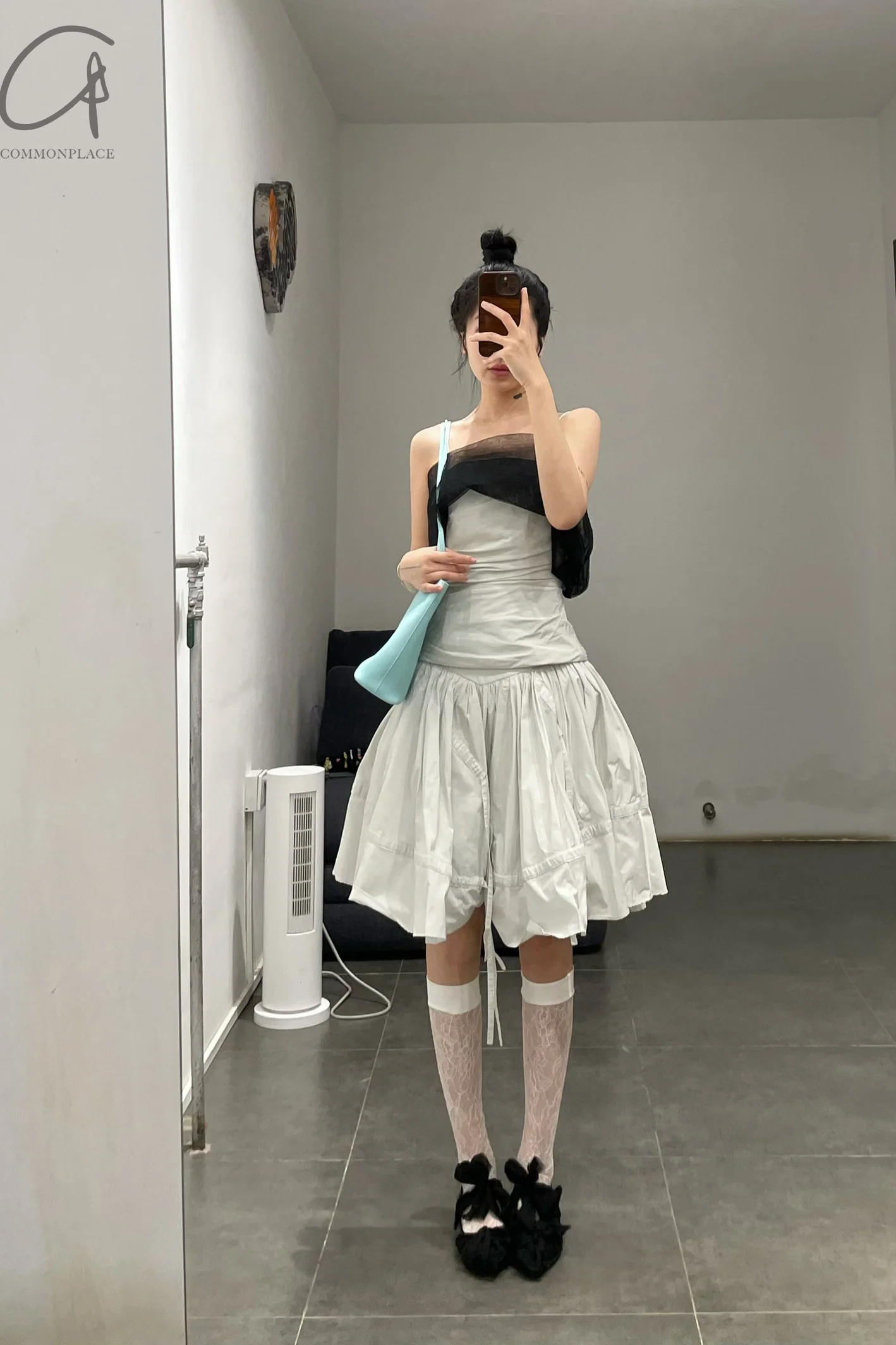 RENAISSANCE Bow Puff Skirt RNS-POPPY MINI-GH Steel Gray PR103 - Image 12