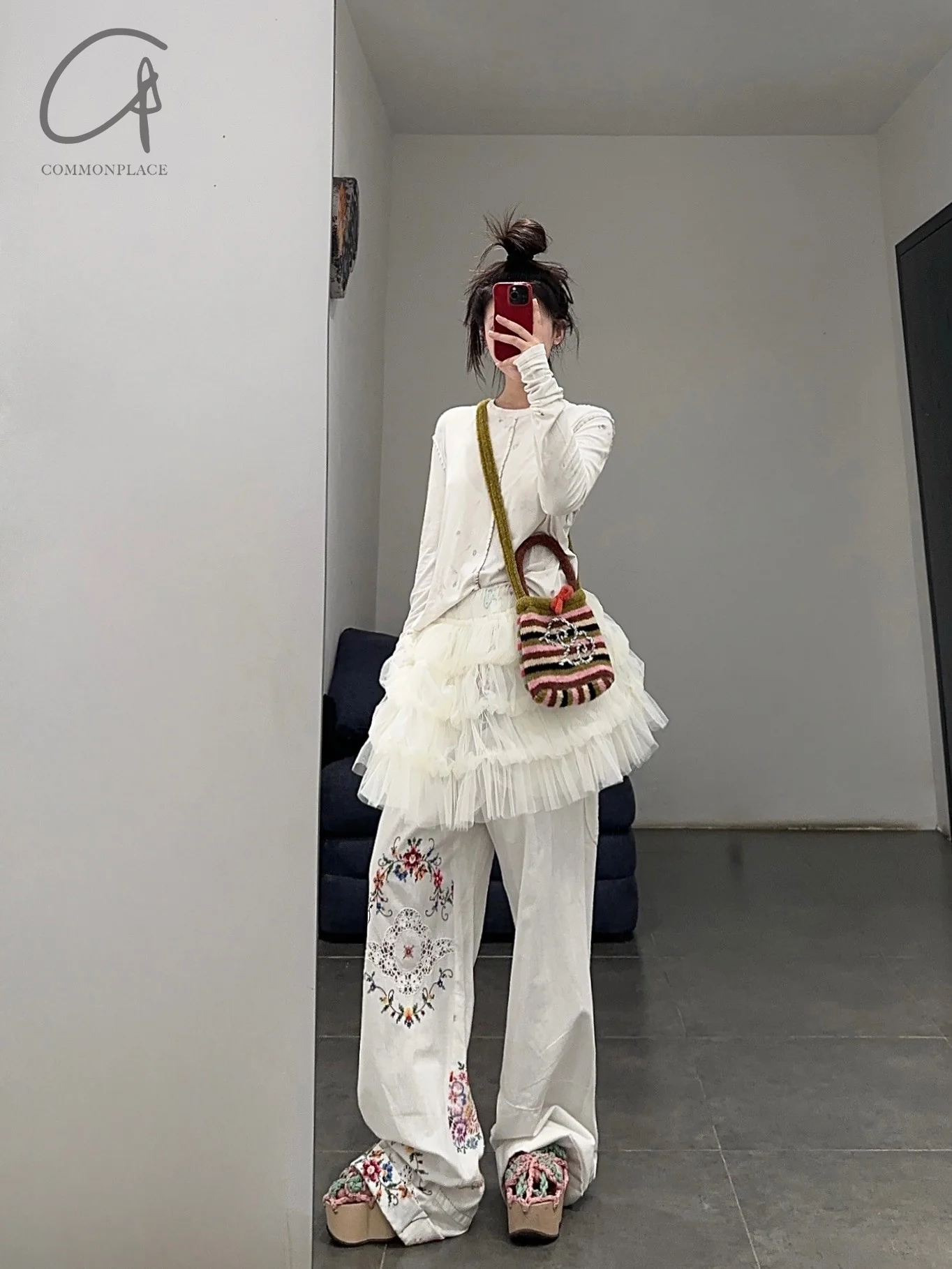 RENAISSANCE Gauze String Skirt RNS-GRENADE MINI-MB Off-white PR101 - Image 9