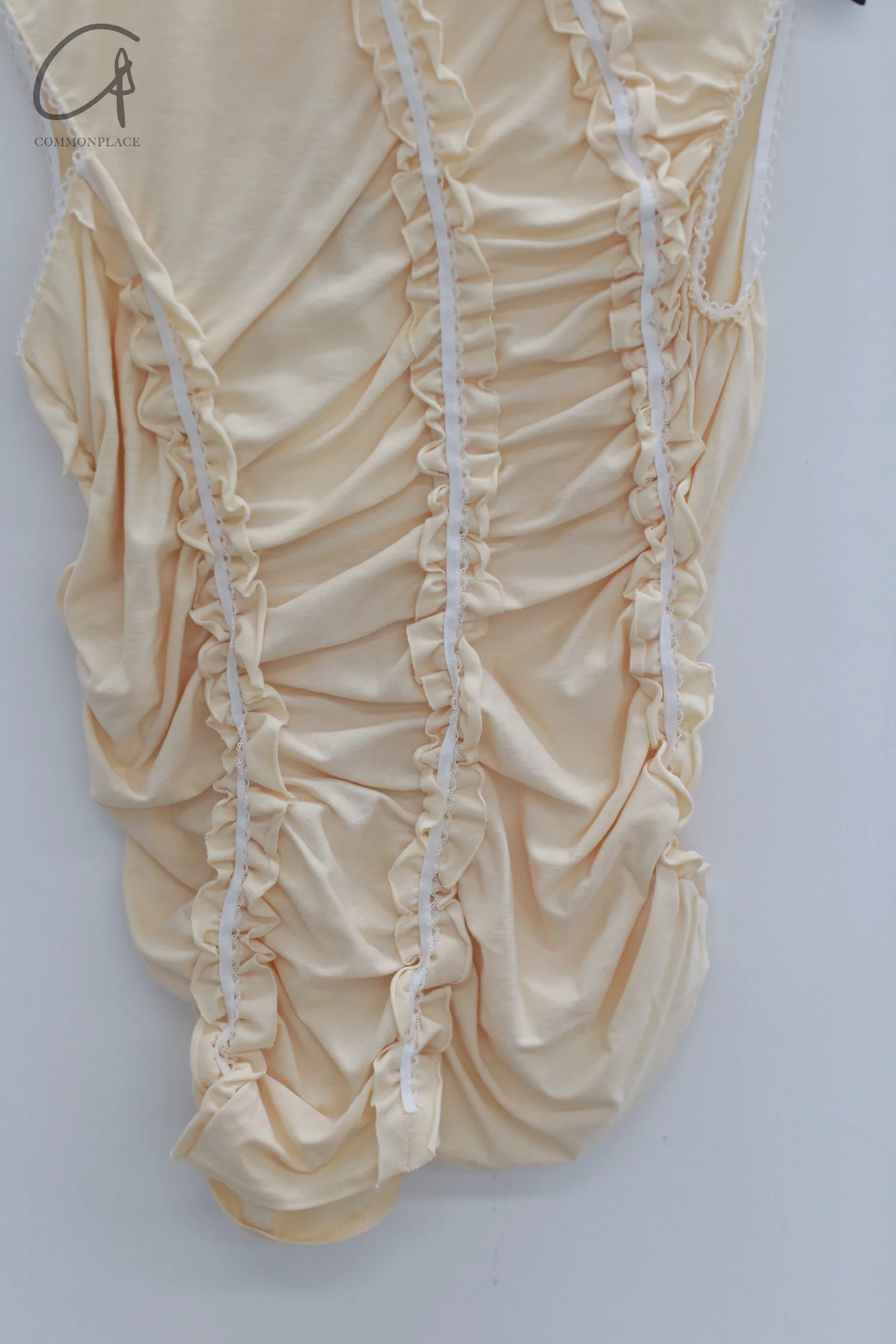 Renaissance Renaissance ruffled cotton-jersey sleeveless draped fitted top RNS-KYRA JERSEY-BUTTER YELLOW KYRA JERSEY - Image 3