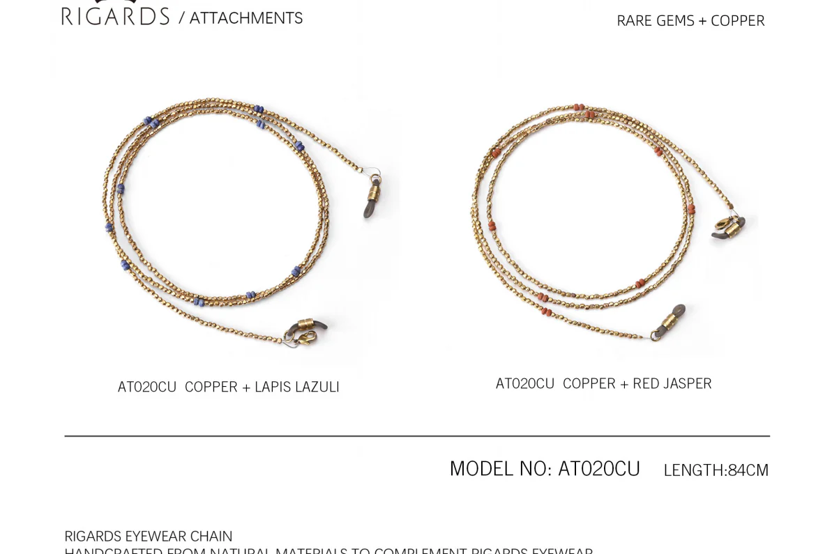Rigards AT020CU Series Hand-beaten Copper Gemstone Eyeglass Chain RG-AT020CU-TBSH Copper + Ruby Red - Image 6