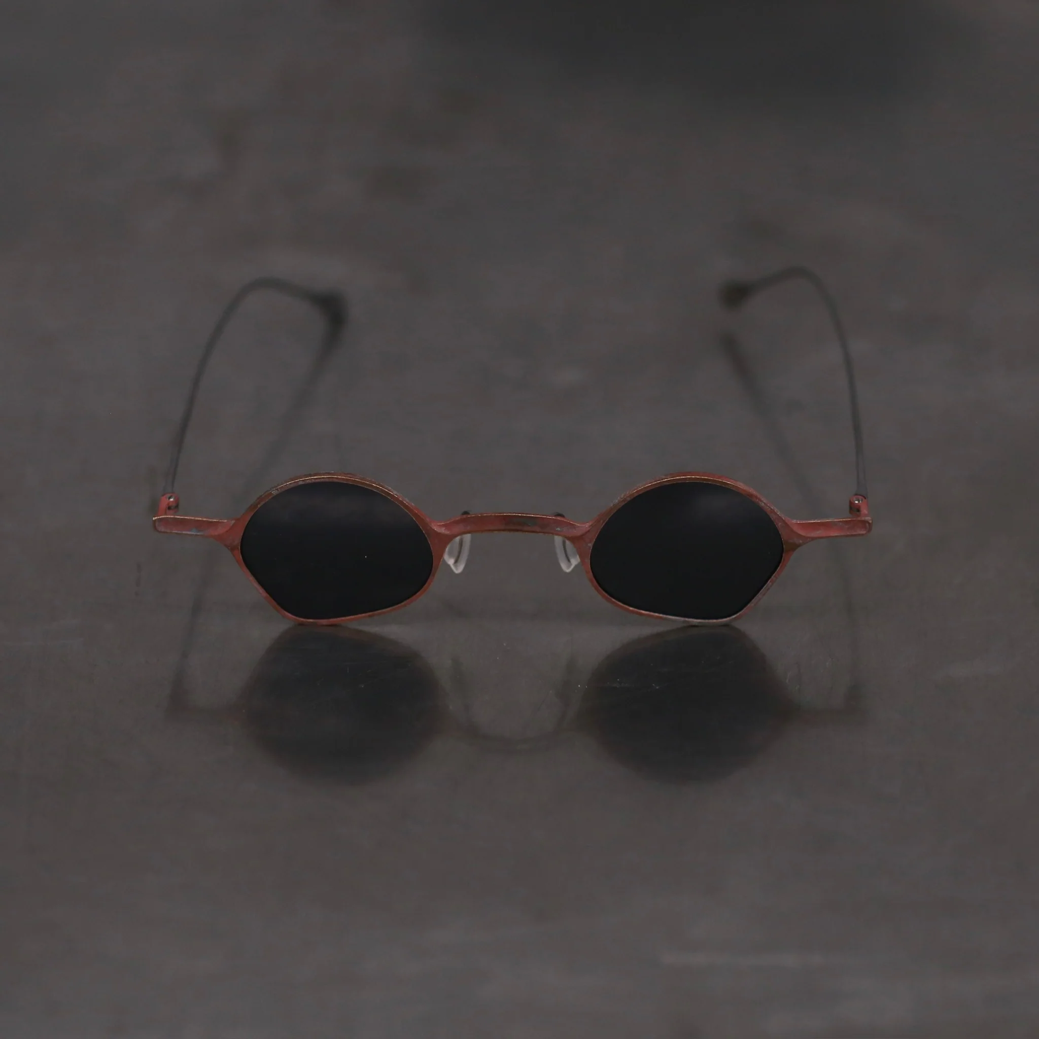 Rigards copper titanium hand-polished shaped frame glasses RG1923CU series RG-RG1923CU-XSSH rust frame dark gray lenses - Image 2