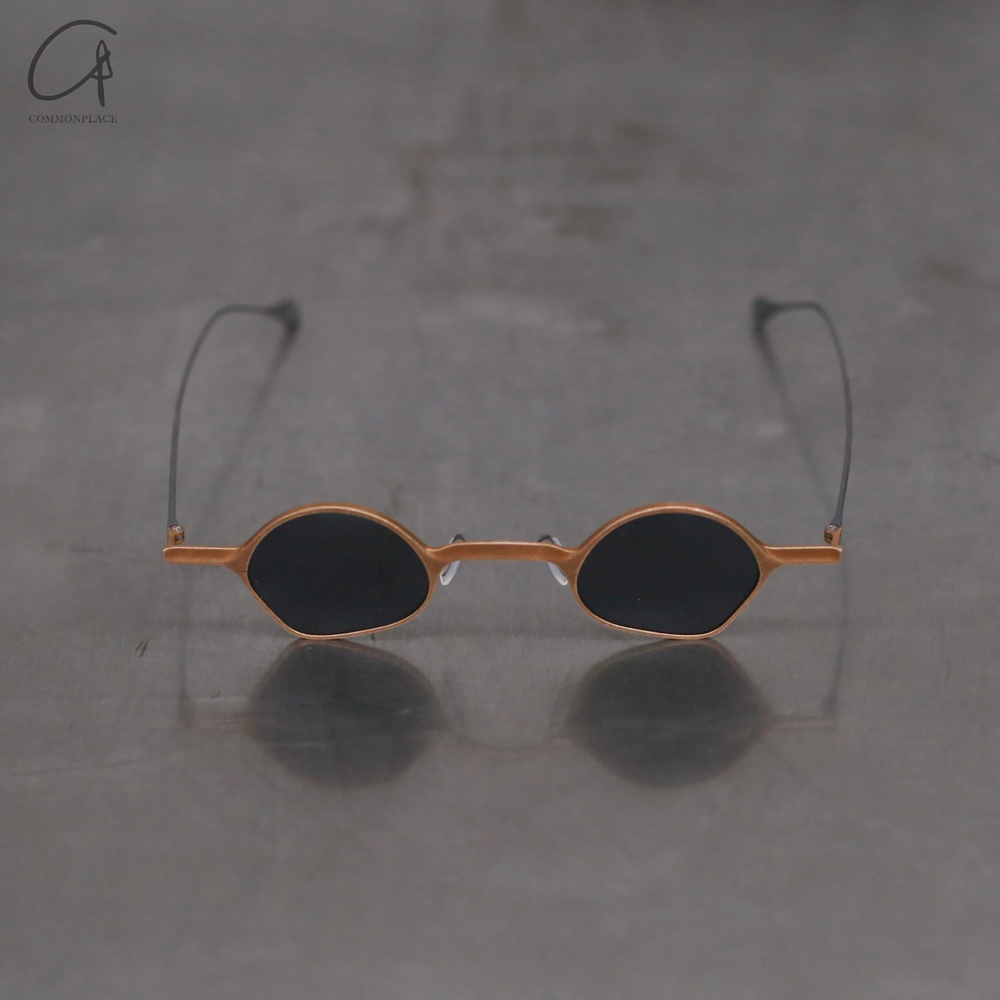 Rigards copper titanium hand-polished special frame glasses RG1923CU series RG-RG1923CU-HSSH red frame dark gray lenses - Image 2