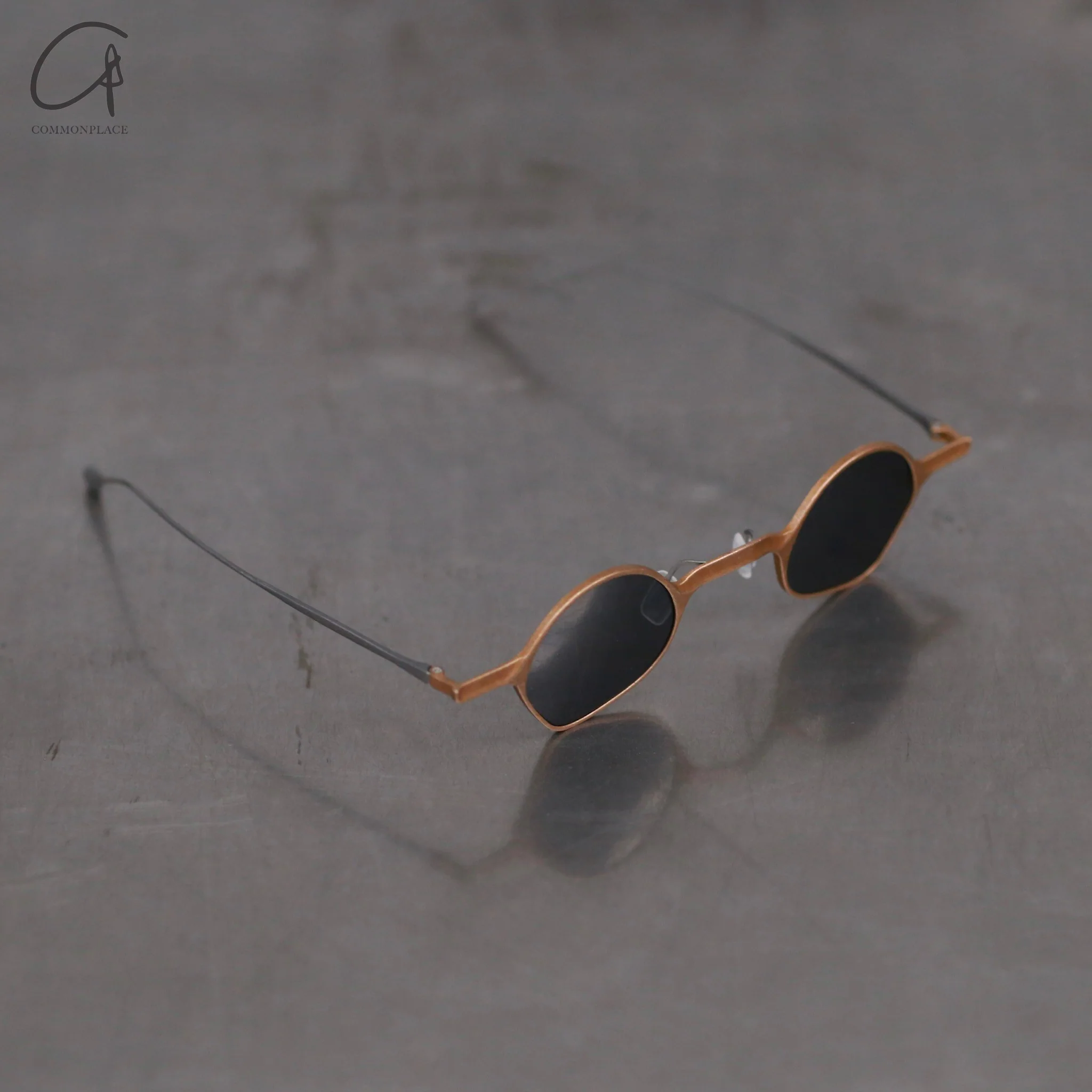 Rigards copper titanium hand-polished special frame glasses RG1923CU series RG-RG1923CU-HSSH red frame dark gray lenses - Image 3