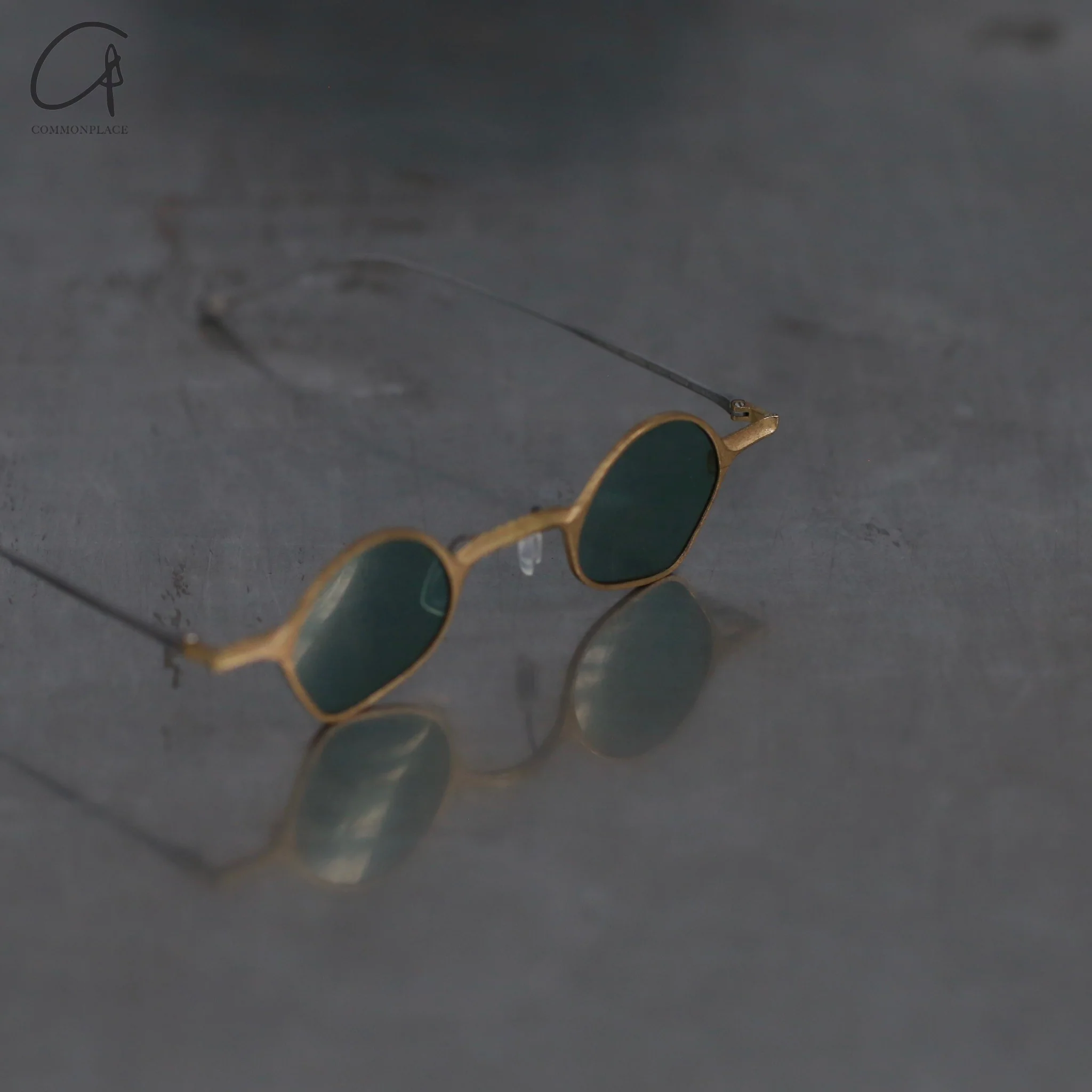 Rigards copper titanium hand-polished special frame glasses RG1923CU series RG-RG1923CU-JSL-F gold frame green lens - Image 3