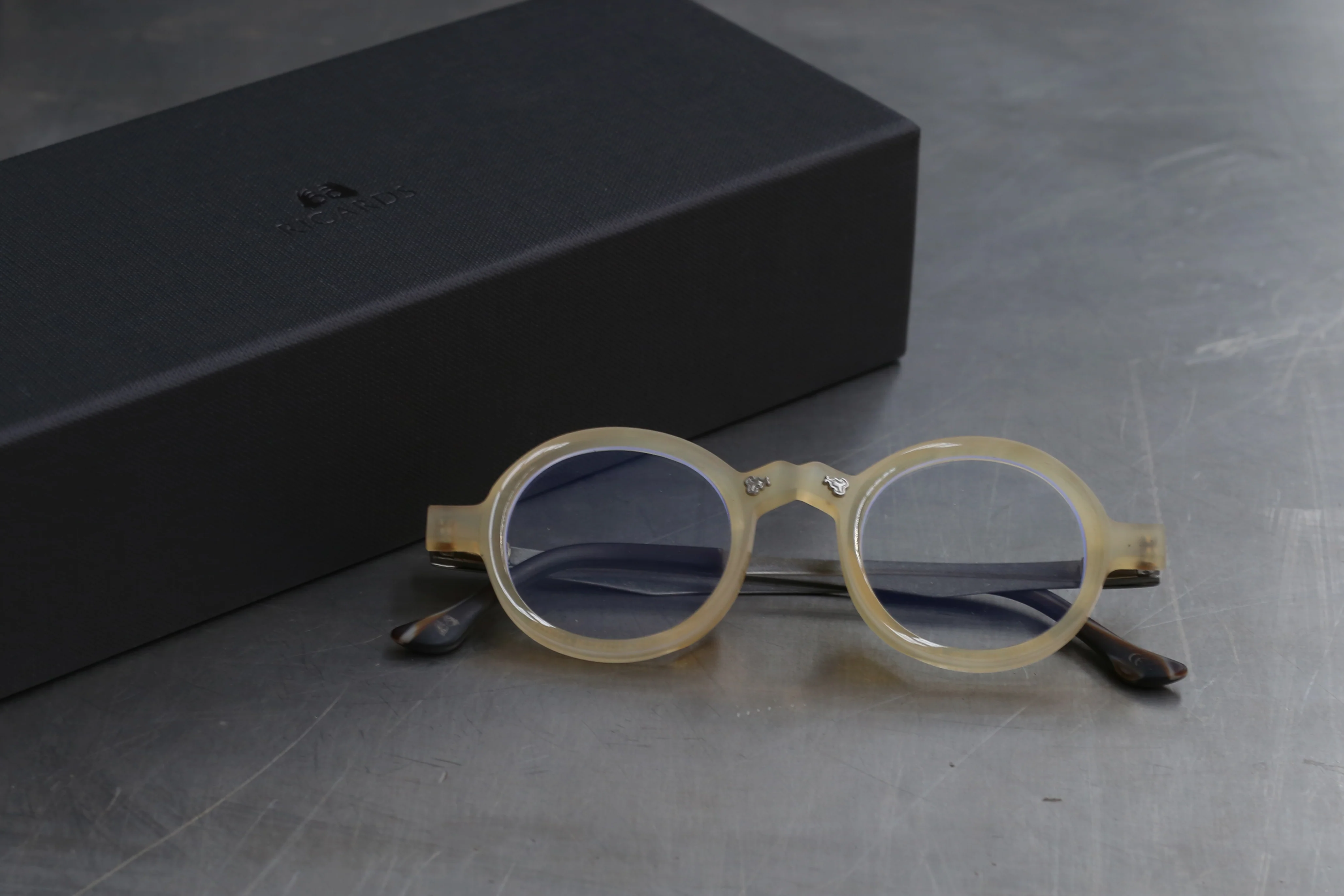 Rigards Natural Buffalo Horn Wire Cut Silver Inlaid High Degree Handmade Glasses RG0130SE Series Collection RG-RG0130SE-HUPO Amber - Image 6
