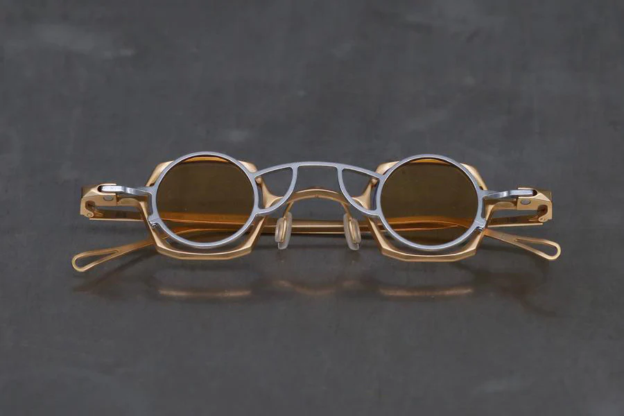 Rigards Gold + Silver Frame Milky Yellow Glasses RG-RG1921TI-JYK - Image 5