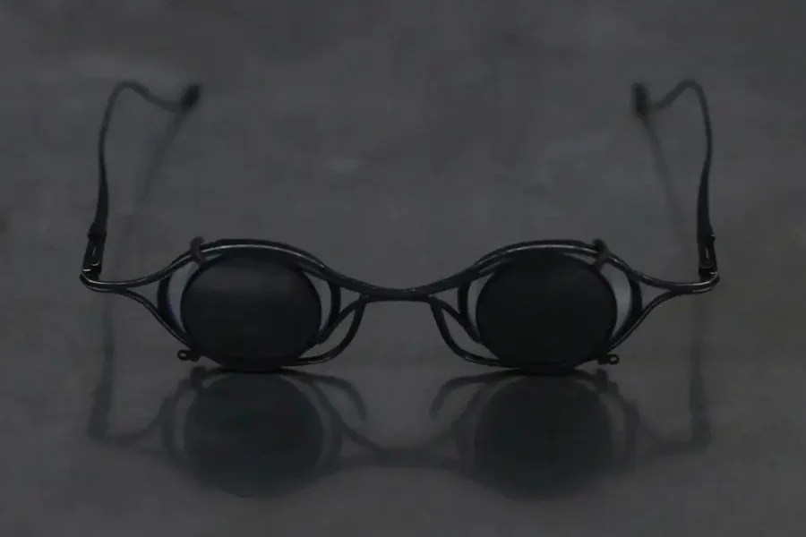 Rigards X TVA joint RG2003TVA stainless steel + beta titanium alloy sunglasses series RG-RG2003TVA-FGHKSHP retro black frame dark gray lens