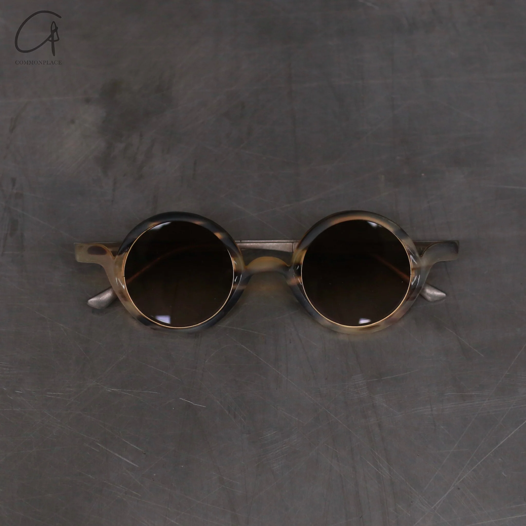 Rigards RG1061 series natural buffalo horn round frame sunglasses RG-RG1061-MKQT camouflage frame bronze lenses