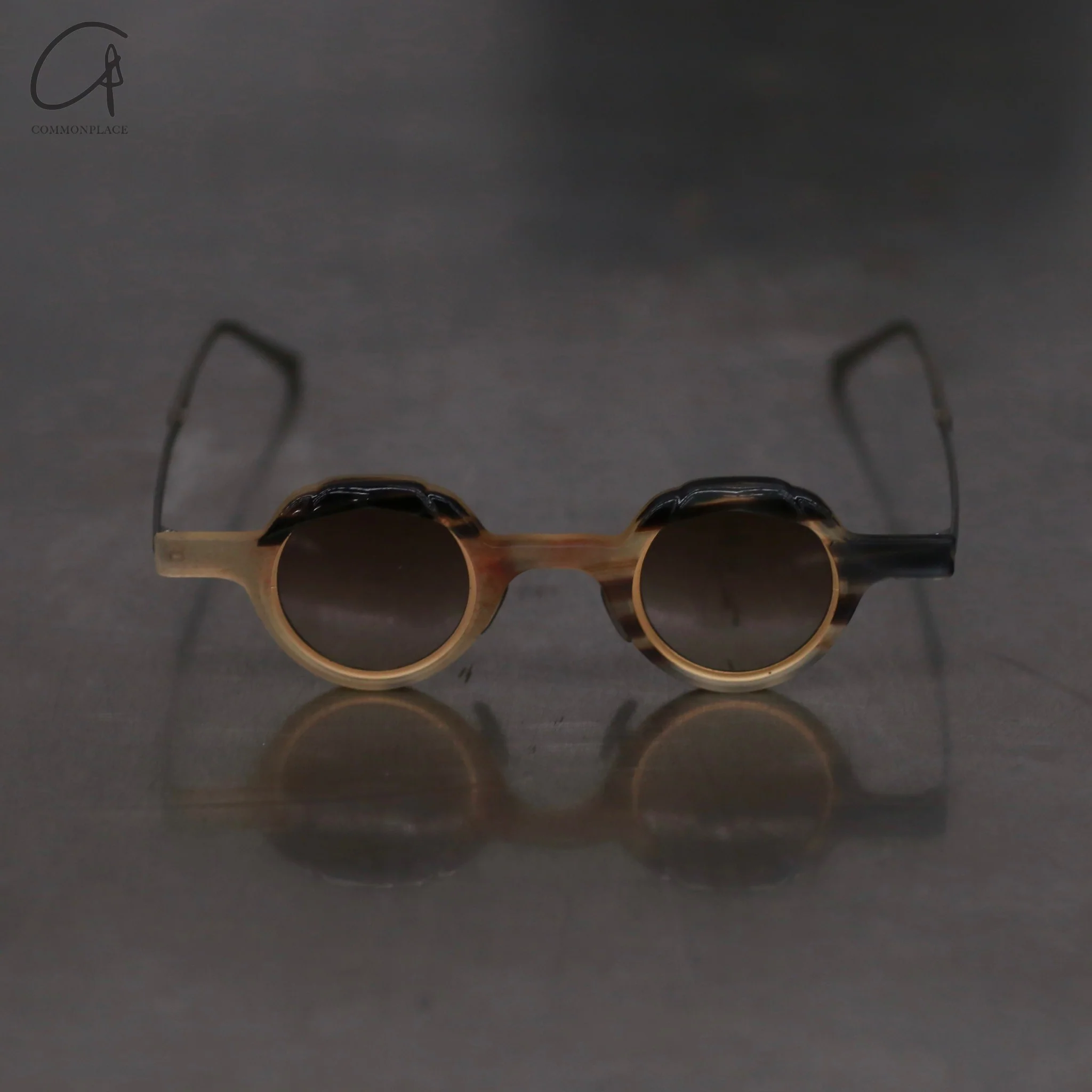 Rigards RG1064 series natural horn round frame sunglasses RG-RG1064-MCKQT camouflage frame bronze piece - Image 2
