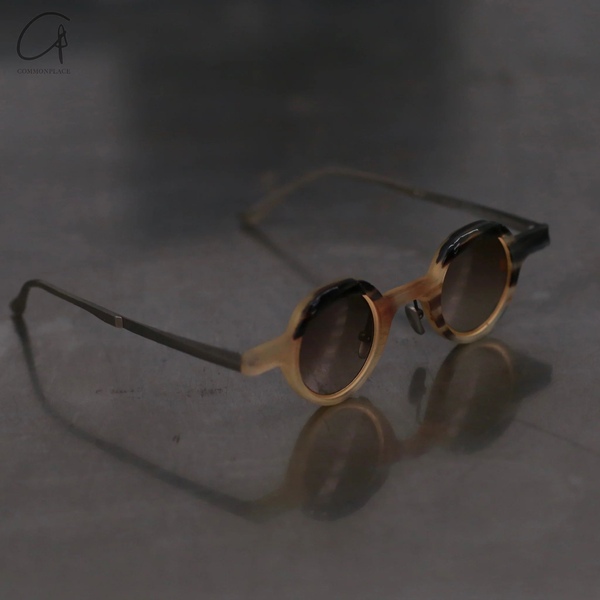 Rigards RG1064 series natural horn round frame sunglasses RG-RG1064-MCKQT camouflage frame bronze piece - Image 3