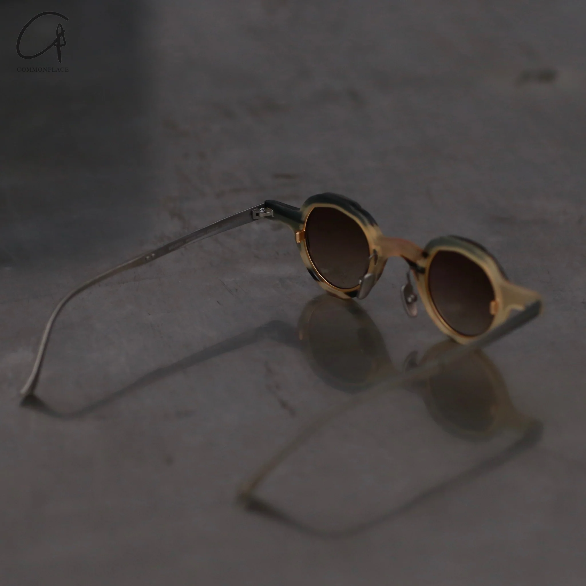 Rigards RG1064 series natural horn round frame sunglasses RG-RG1064-MCKQT camouflage frame bronze piece - Image 4
