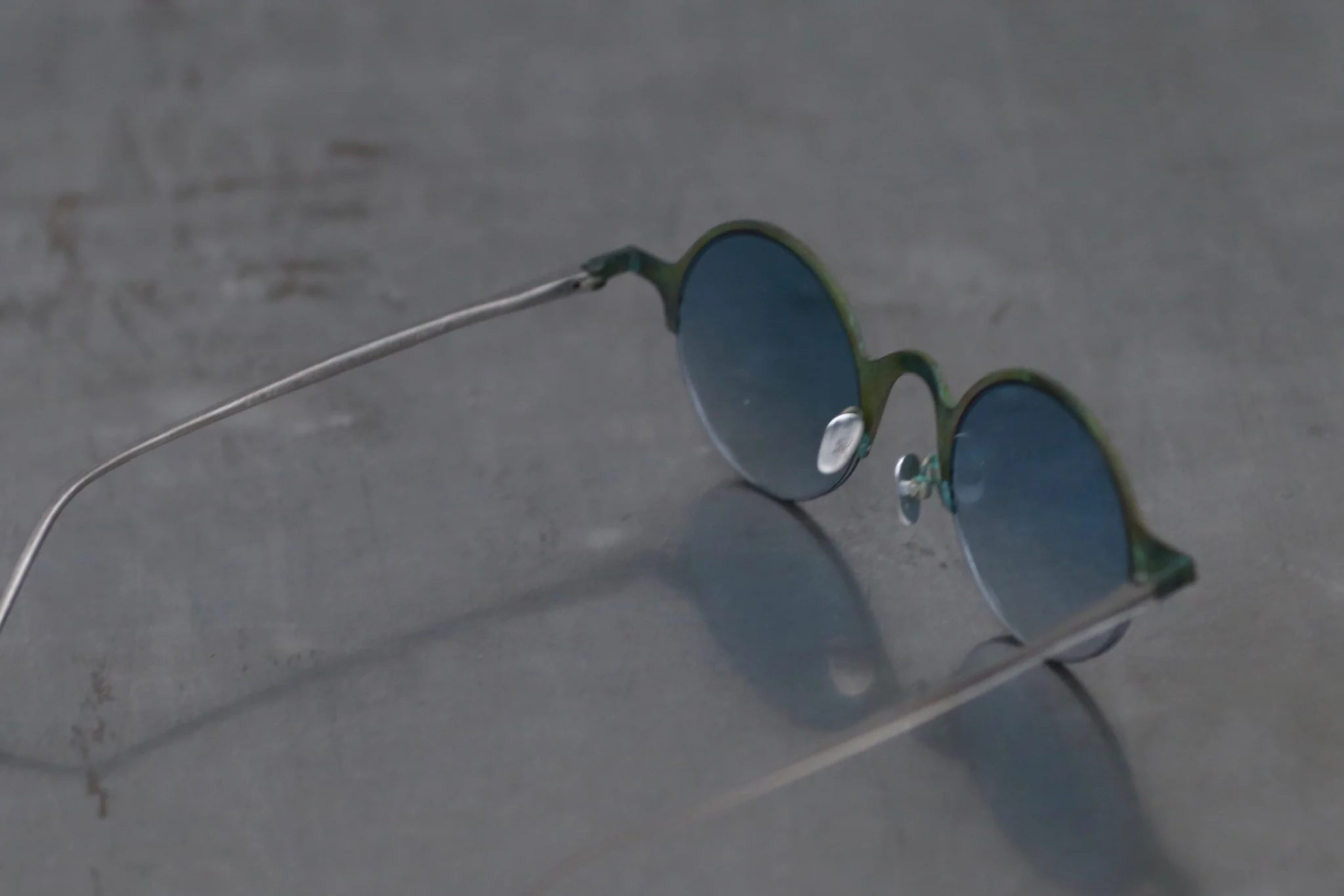 Rigards RG1093TI series titanium alloy sunglasses titanium alloy frame salmon fillet Rigards copper titanium handmade round frame glasses RG0131CU series jade/blue flakes - Image 4