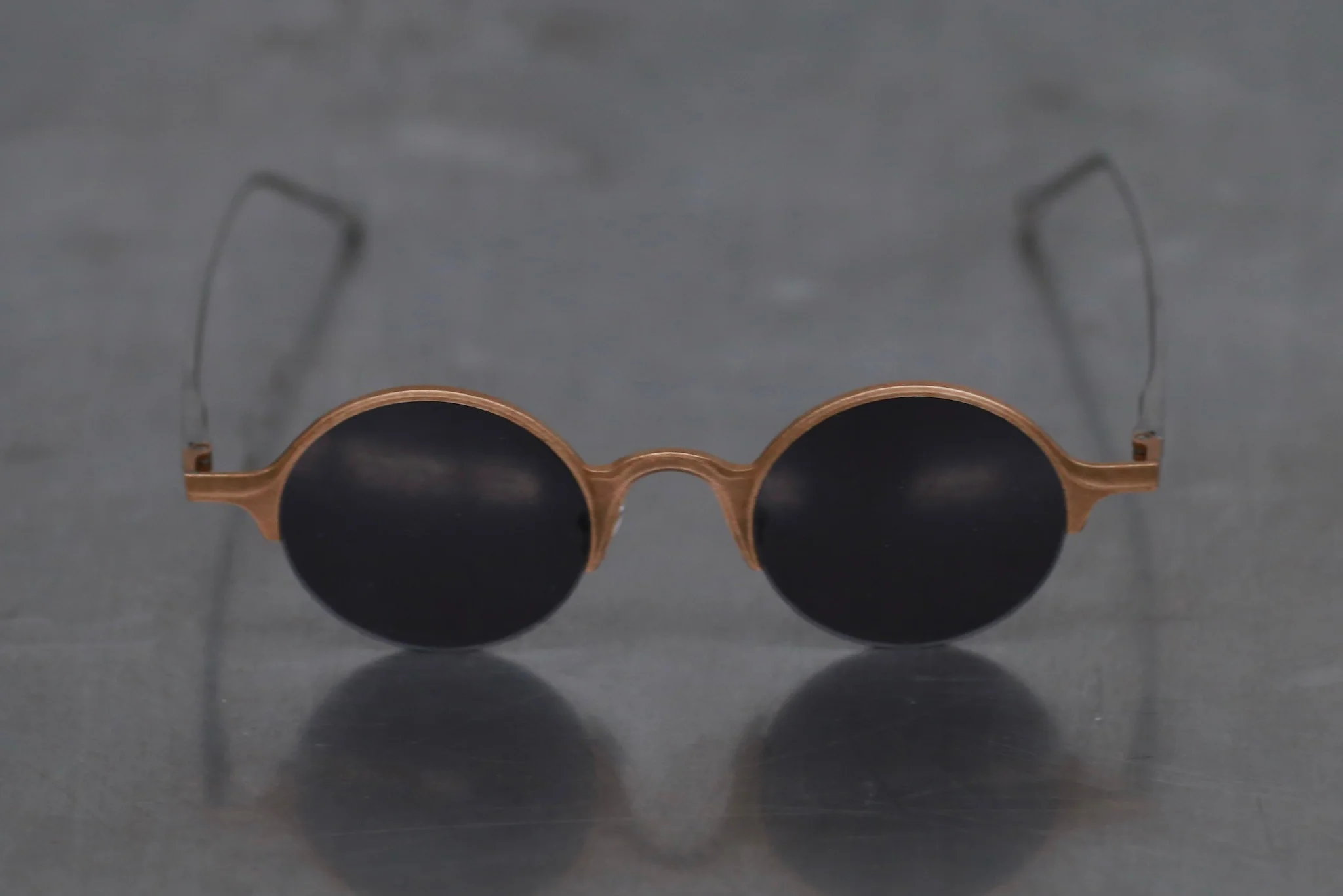 Rigards RG1093TI series titanium alloy sunglasses titanium alloy frame salmon fillet Rigards copper titanium handmade round frame glasses RG0131CU series red/dark gray lenses - Image 2